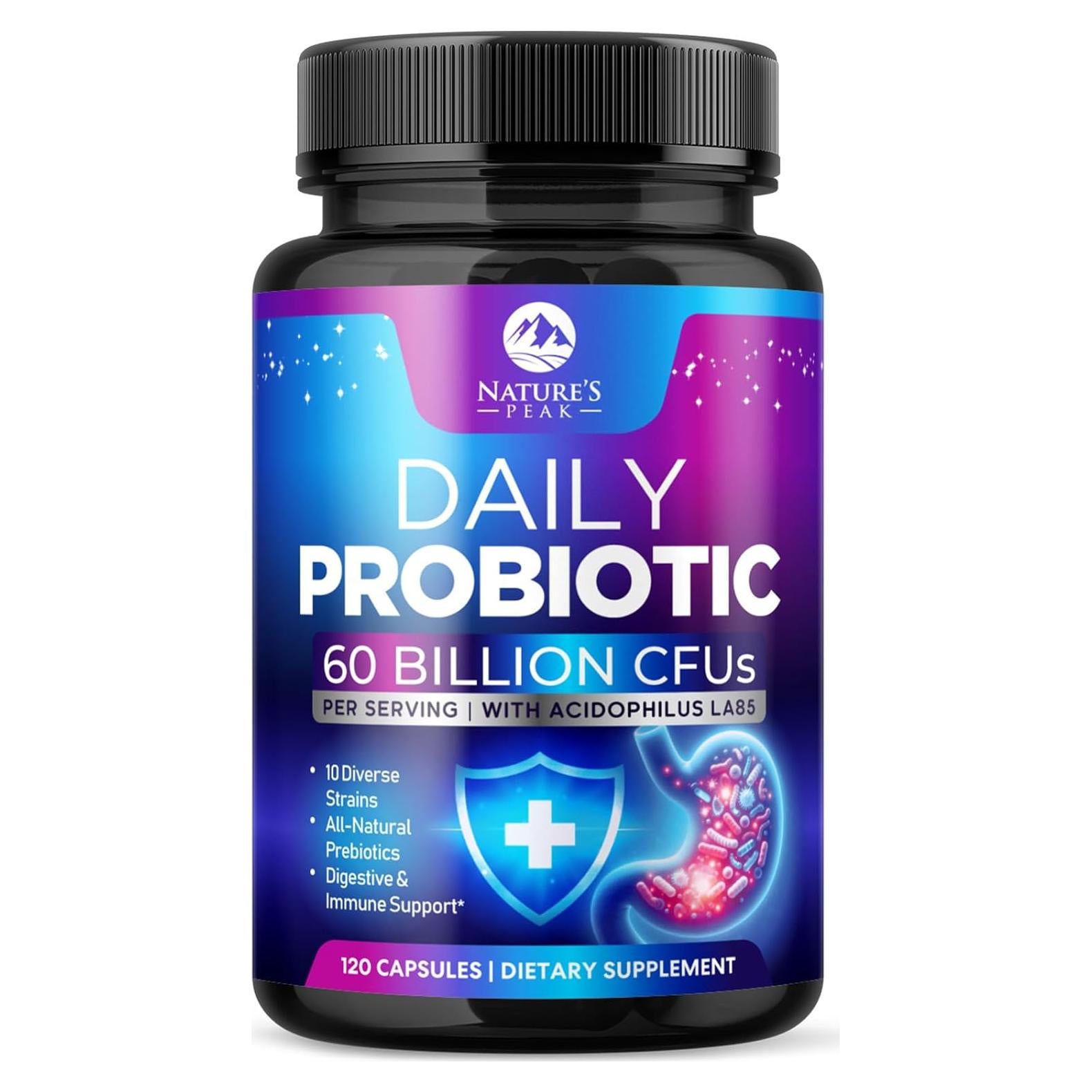Probioticos Nature's Peak 60 Mil Millones CFU 120 Cápsulas