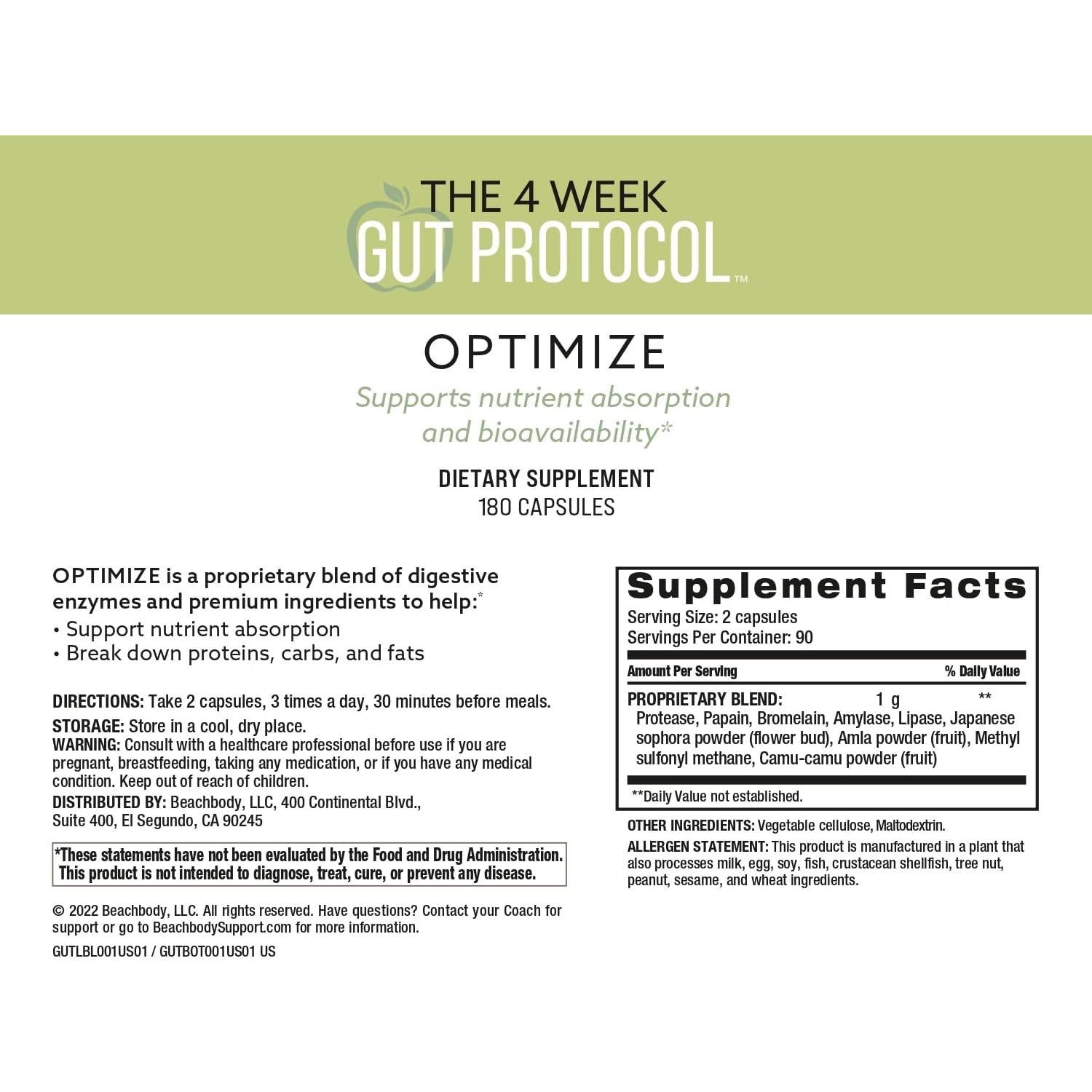 Suplemento Digestivo BODi - Protocolo Intestinal 4 Semanas - 180 Cápsulas Vegetales