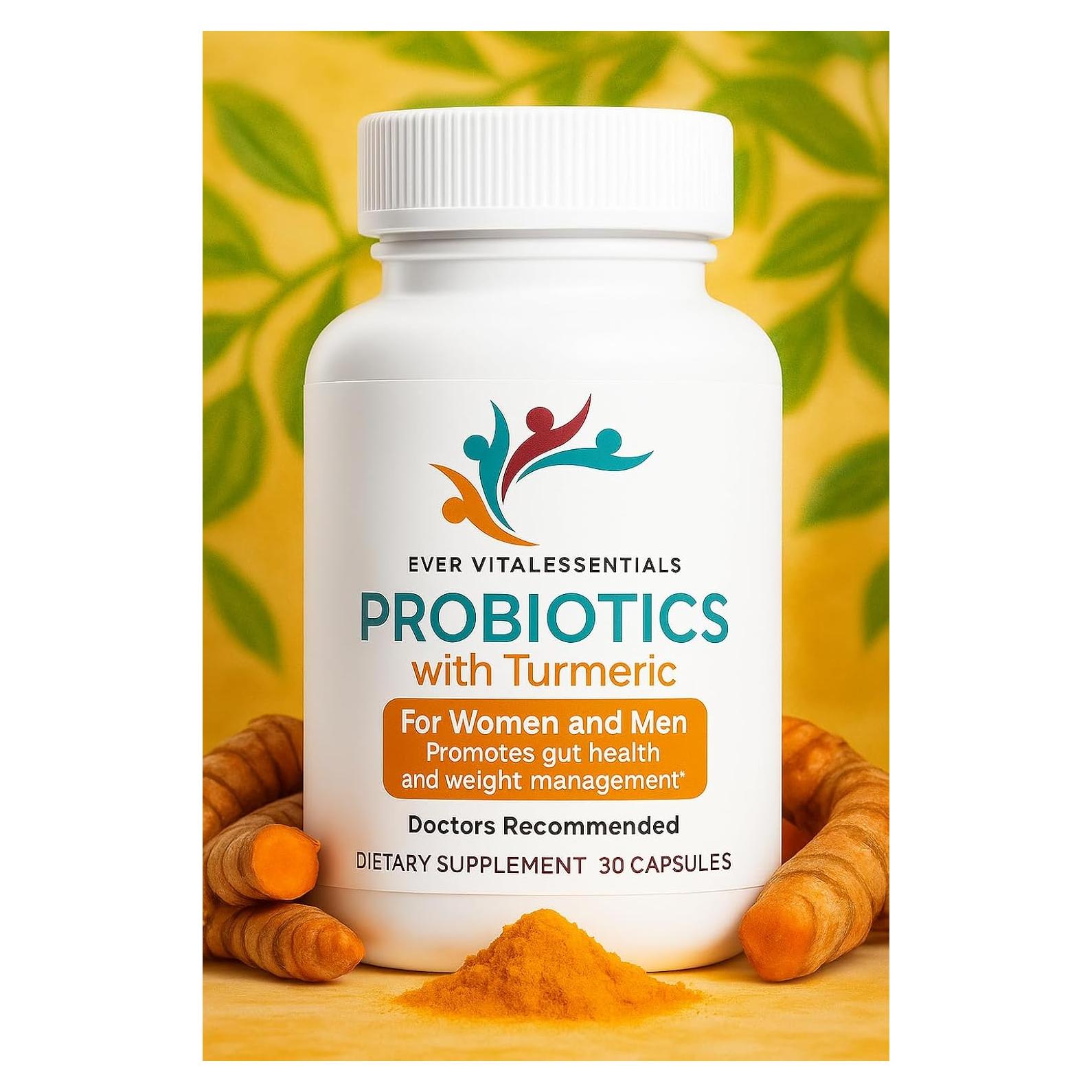 Probióticos con Cúrcuma 100 mg - Ever Vitaessentials - 30 cápsulas