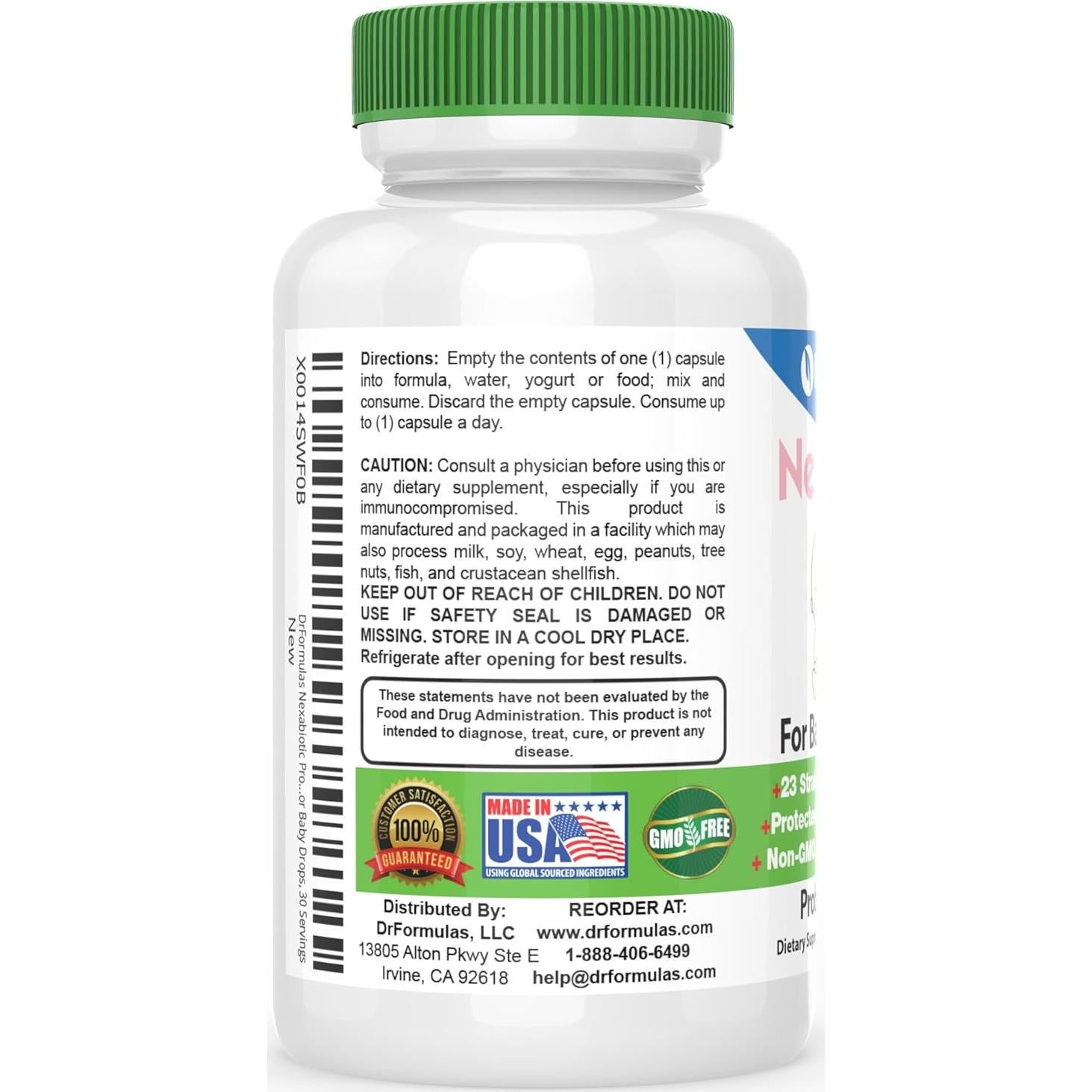 Polvo Probiotico DrFormulas Nexabiotic para Bebes 30 Porciones