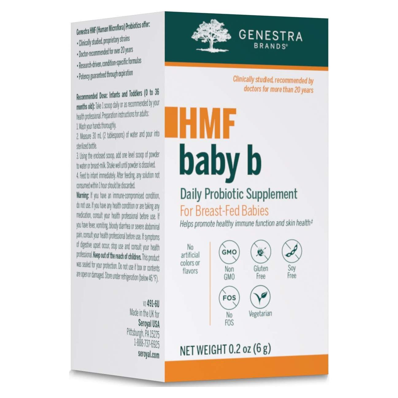 Suplemento Probiotico Genestra HMF Baby B 120g para Bebés