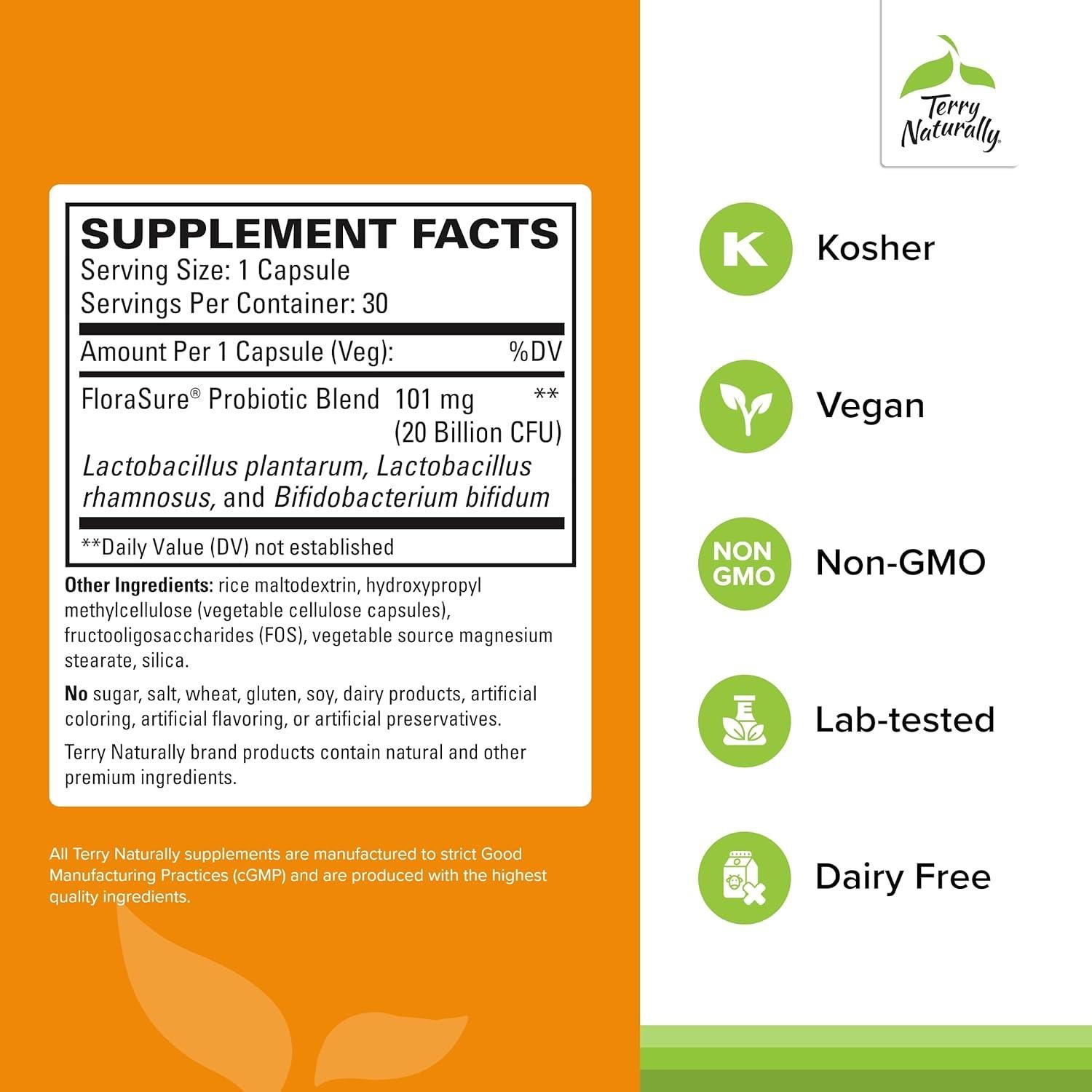 Terry Naturally FloraSure Probiótico 30 Cápsulas - Salud Intestinal