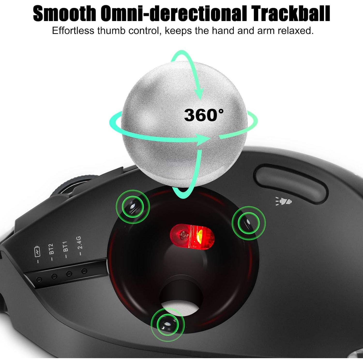 Mouse Inalámbrico TRELC Ergonomico 4800 DPI 7 Botones Negro