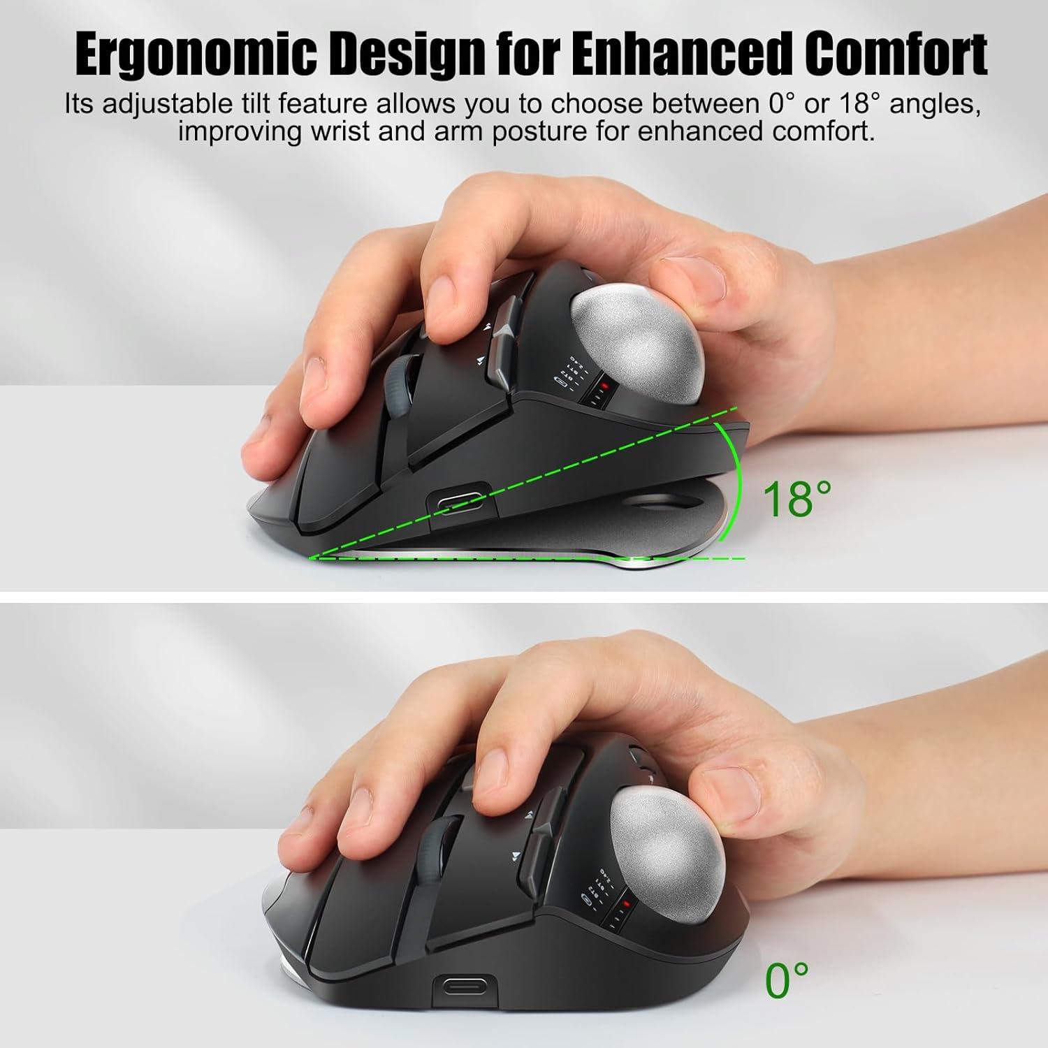 Mouse Inalámbrico TRELC Ergonomico 4800 DPI 7 Botones Negro