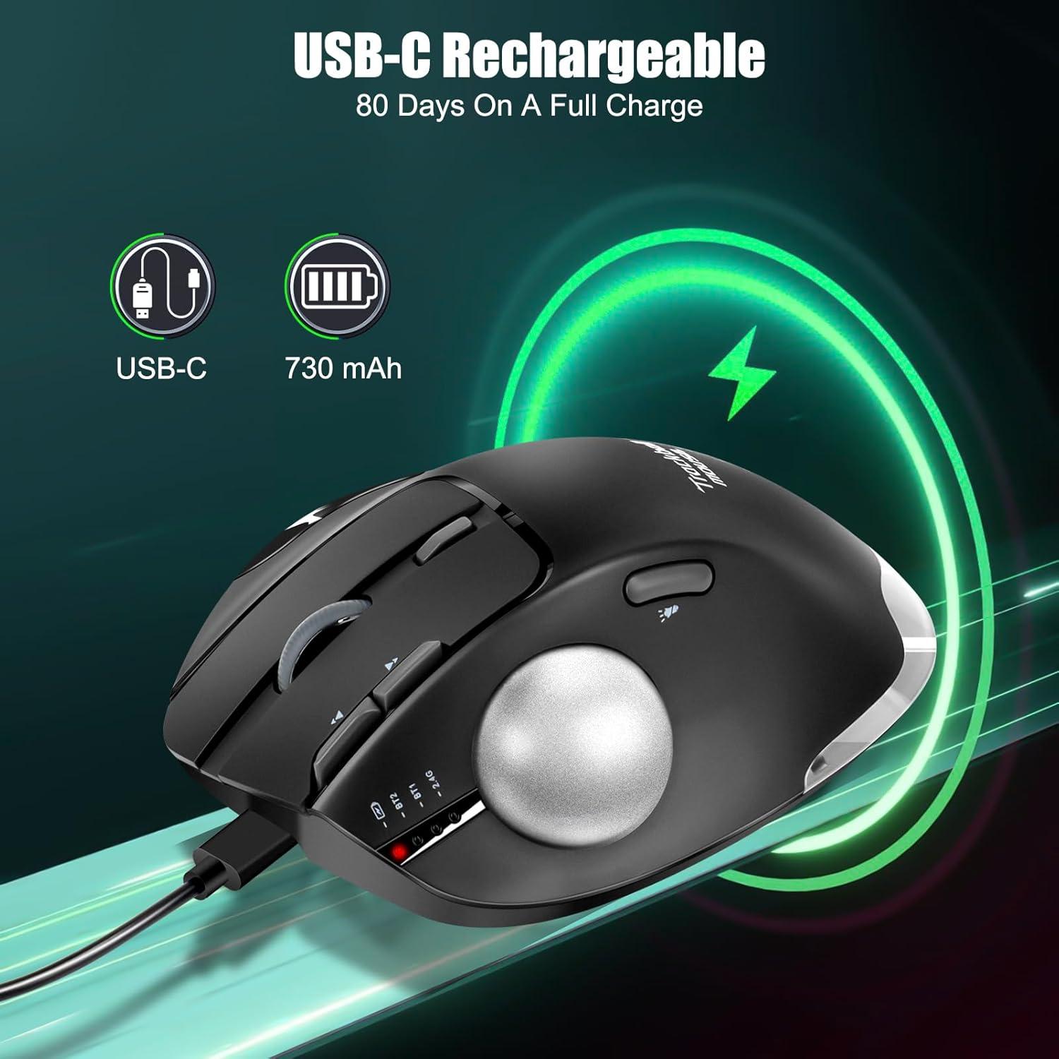 Mouse Inalámbrico TRELC Ergonomico 4800 DPI 7 Botones Negro