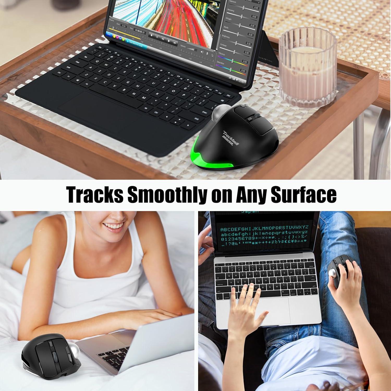 Mouse Inalámbrico TRELC Ergonomico 4800 DPI 7 Botones Negro