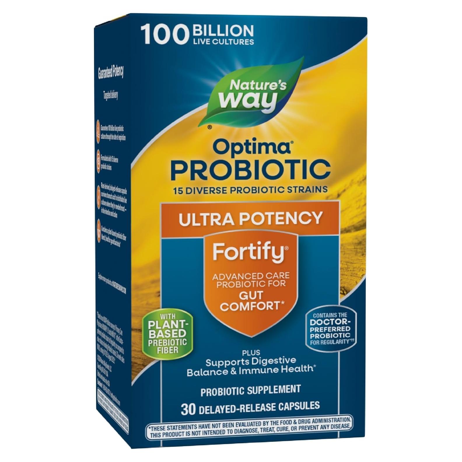 Probiotico Fortalece Optima Nature's Way 100 Mil Millones 30 Cápsulas