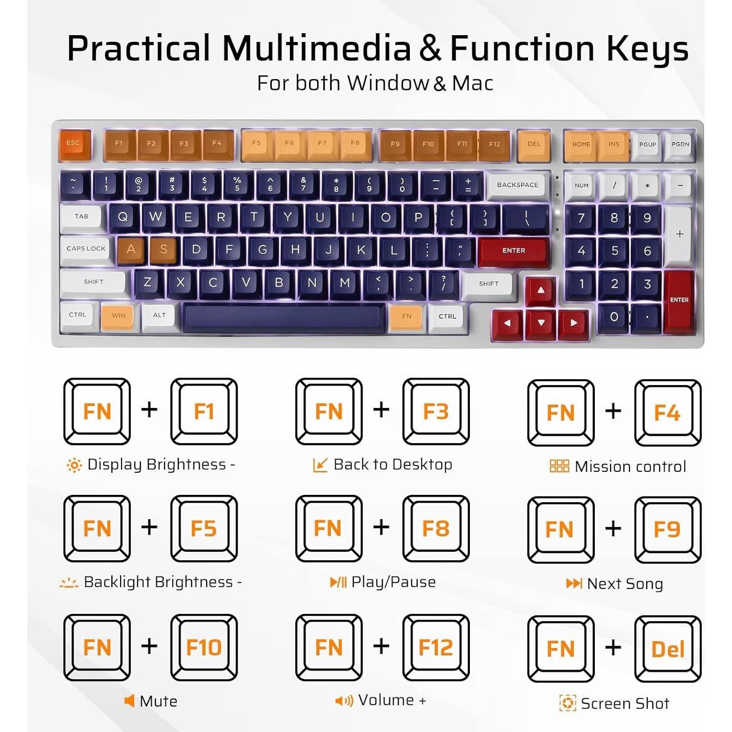 Teclado Mecánico LTC NB981 98 Teclas Retroiluminado Blanco