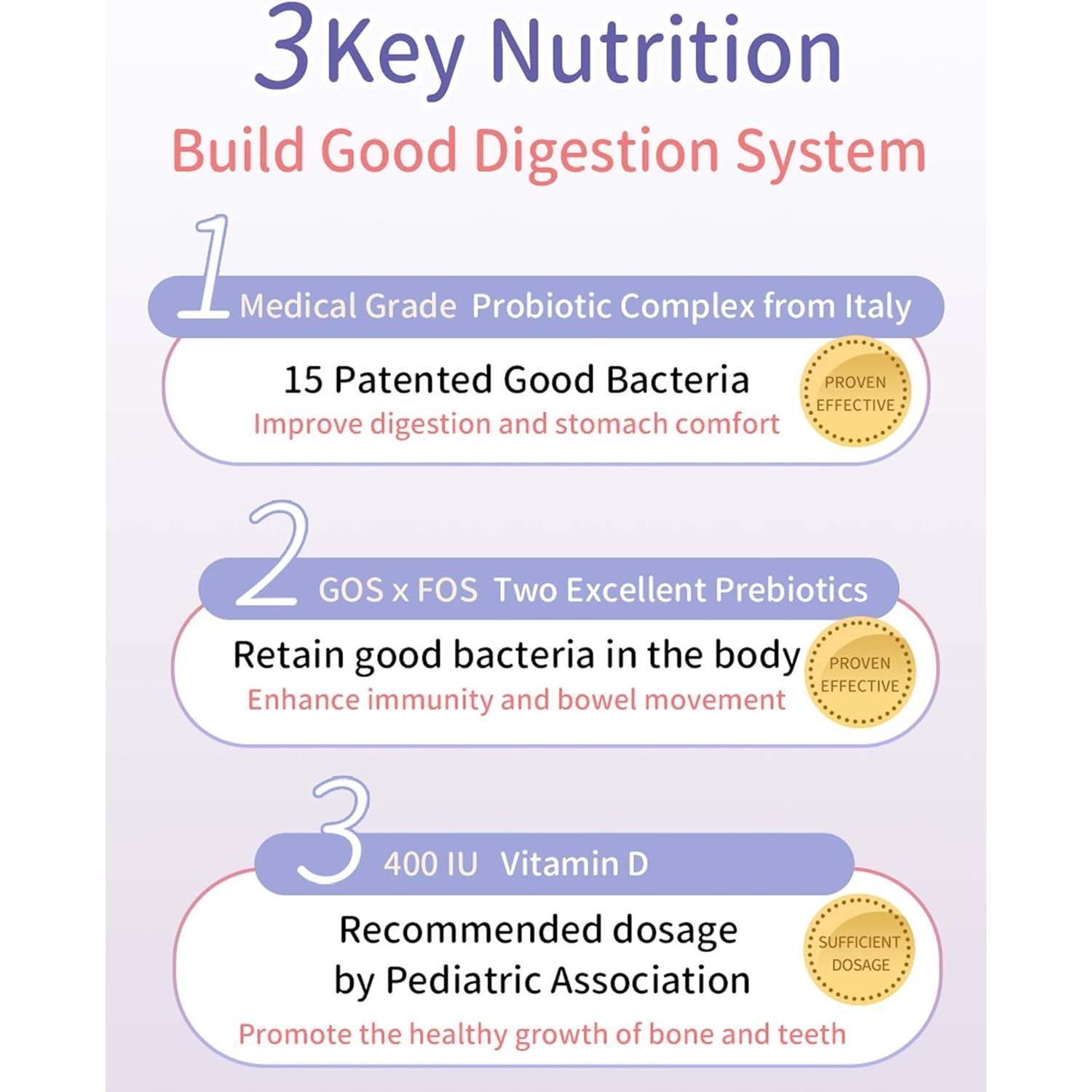 Polvo Probiotico para Bebés BHK con Vitamina D - 30 Paquetes