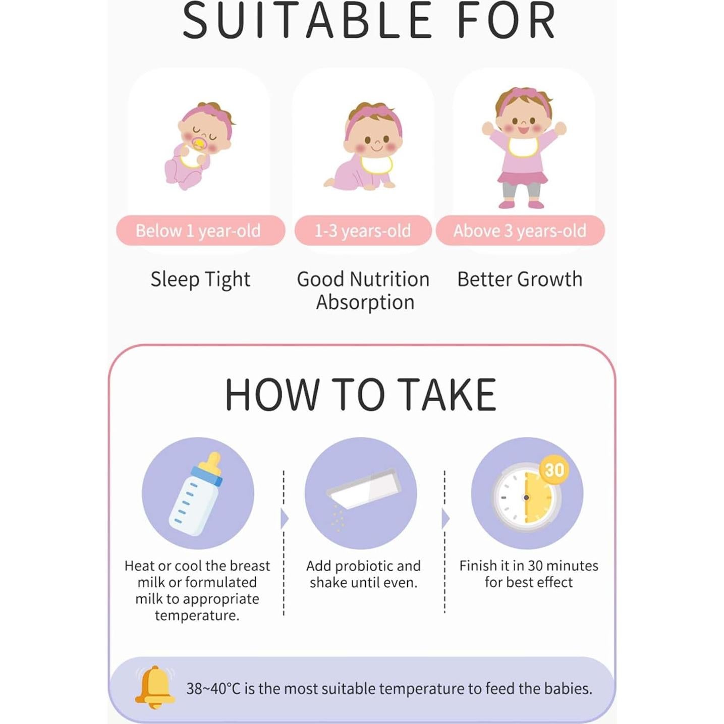 Polvo Probiotico para Bebés BHK con Vitamina D - 30 Paquetes