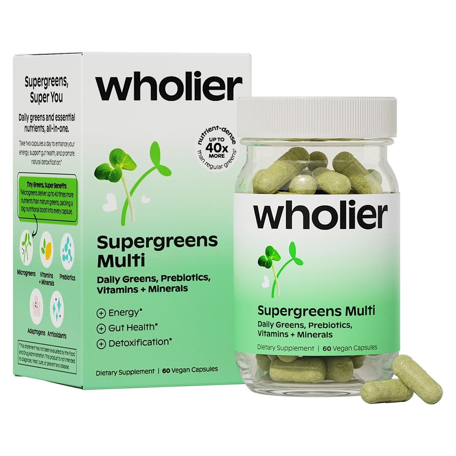 Supergreens Multi Wholier - Multivitamínico Vegano 60 Cápsulas