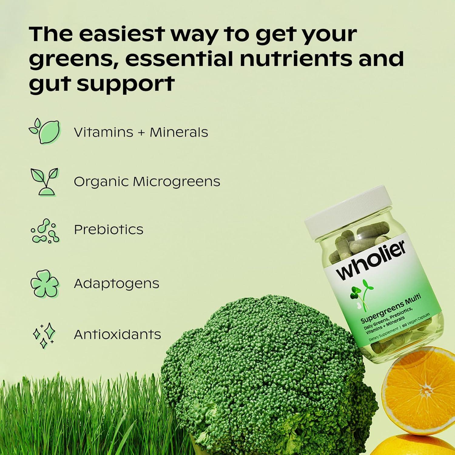 Supergreens Multi Wholier - Multivitamínico Vegano 60 Cápsulas