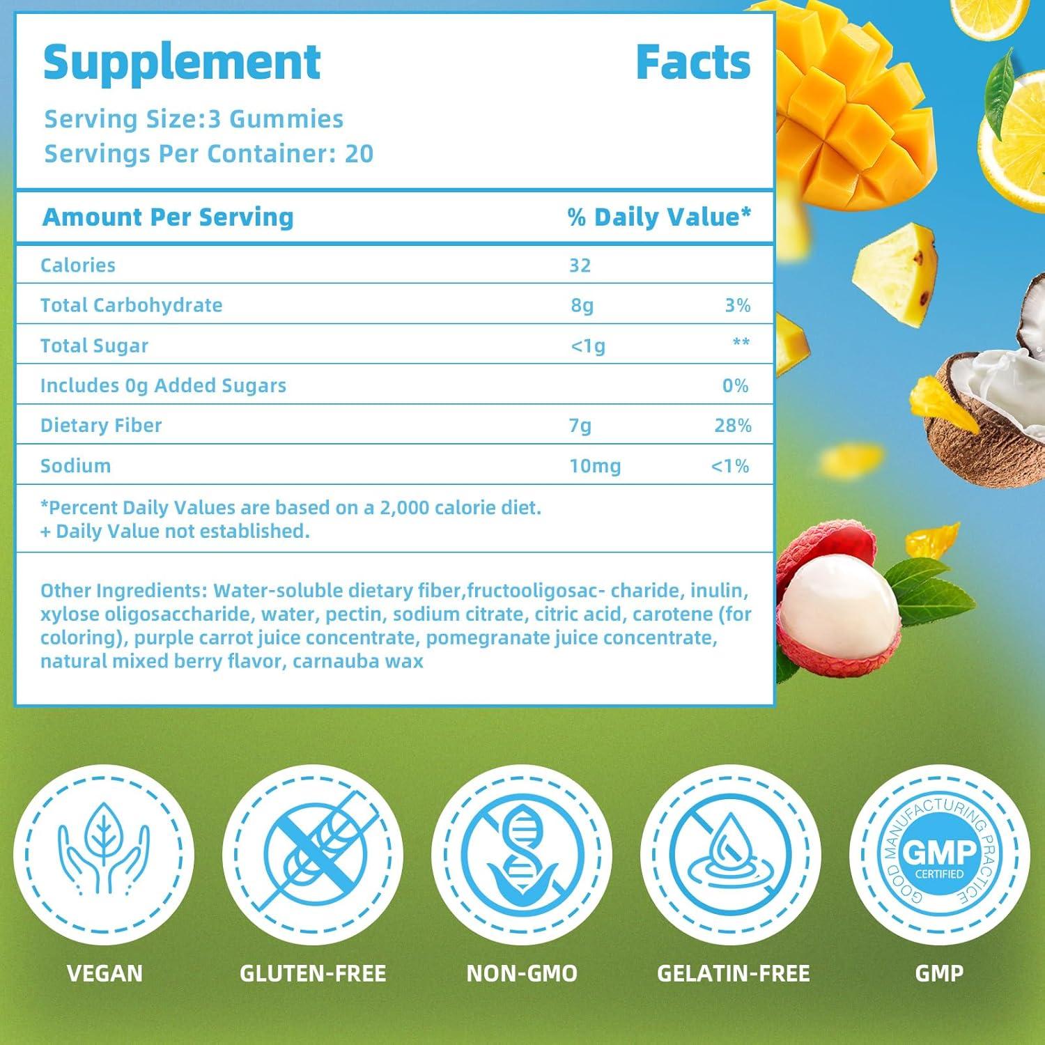 Gomas de Fibra AFXMATE Veganas 120 Conteo Sin Azúcar