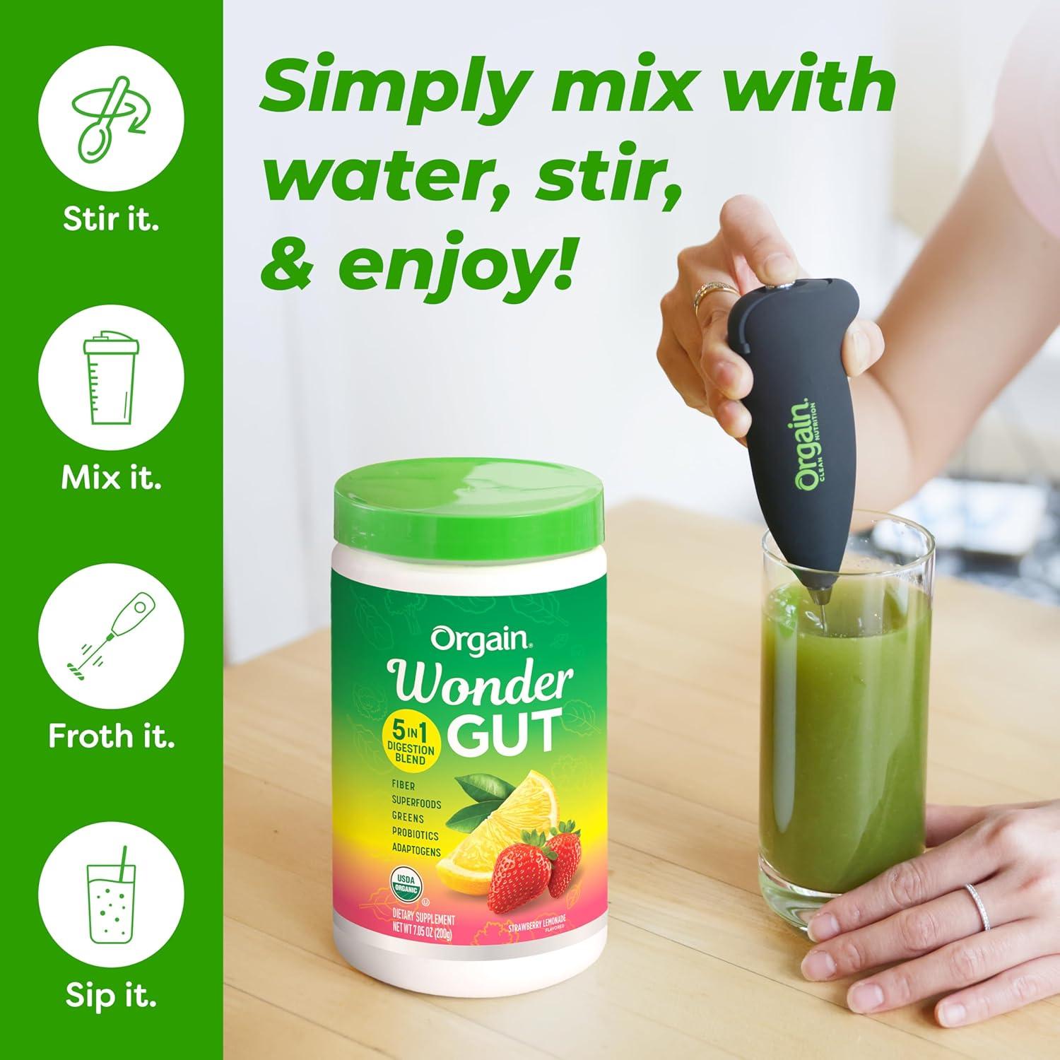 Suplemento de fibra Orgain Wonder Gut 200 g Limonada de fresa