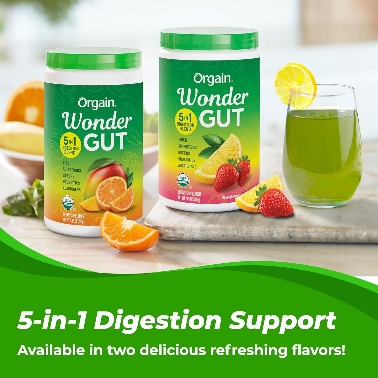 Suplemento de fibra Orgain Wonder Gut 200 g Limonada de fresa