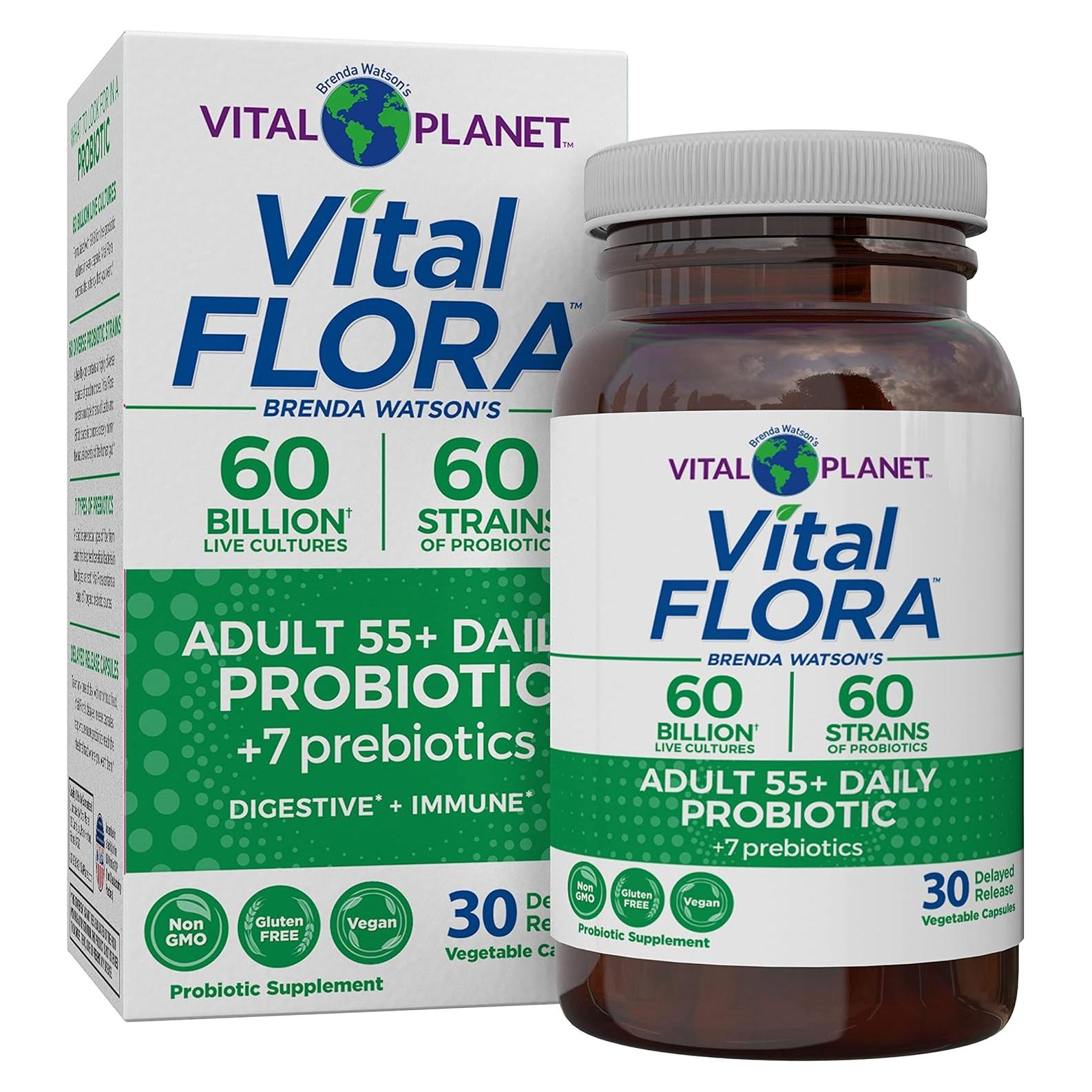 Probiotico Flora Vital Adulto 55+ Vital Planet 60 Mil MIllones CFU