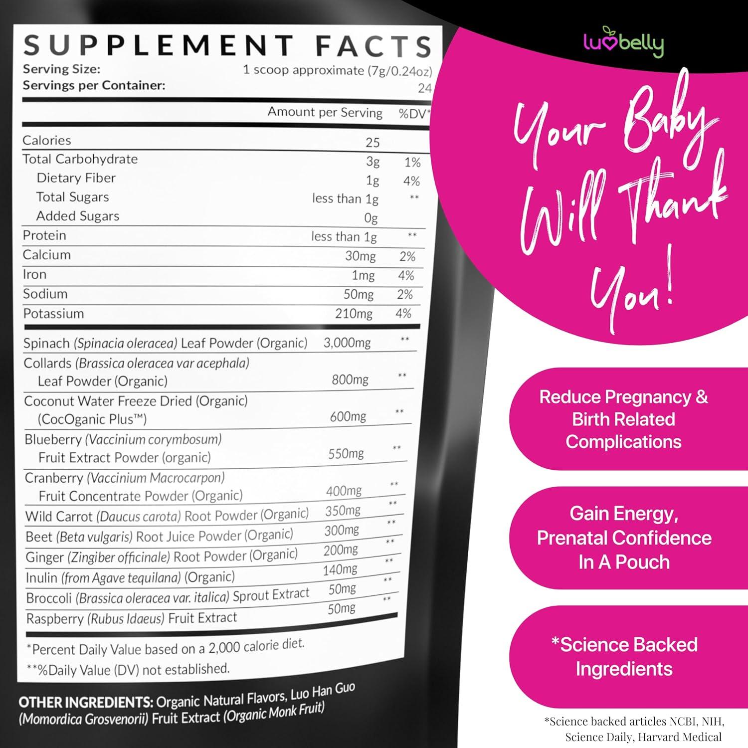 Polvo de Verduras Prenatales LuvBelly - 24 Porciones Orgánicas
