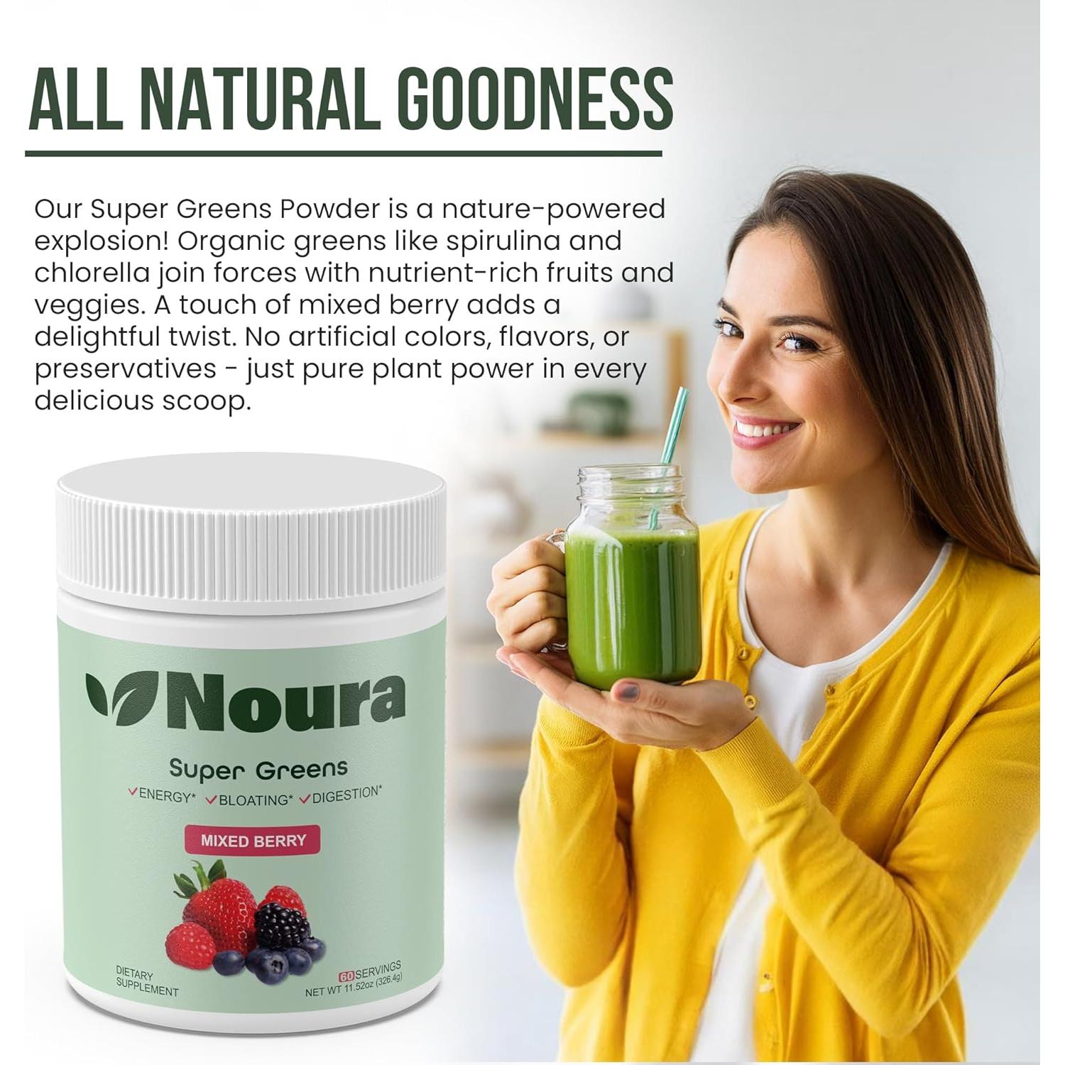Polvo de Super Verdes Noura Nutrition 60 Porciones Energía Salud