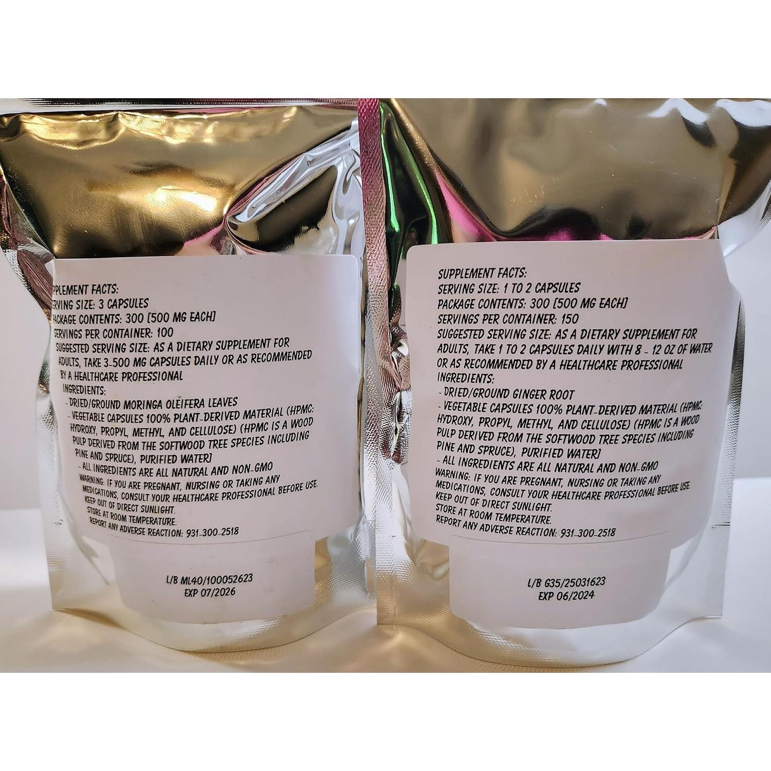 Cápsulas de Jengibre y Moringa Paisley - 300 Unidades