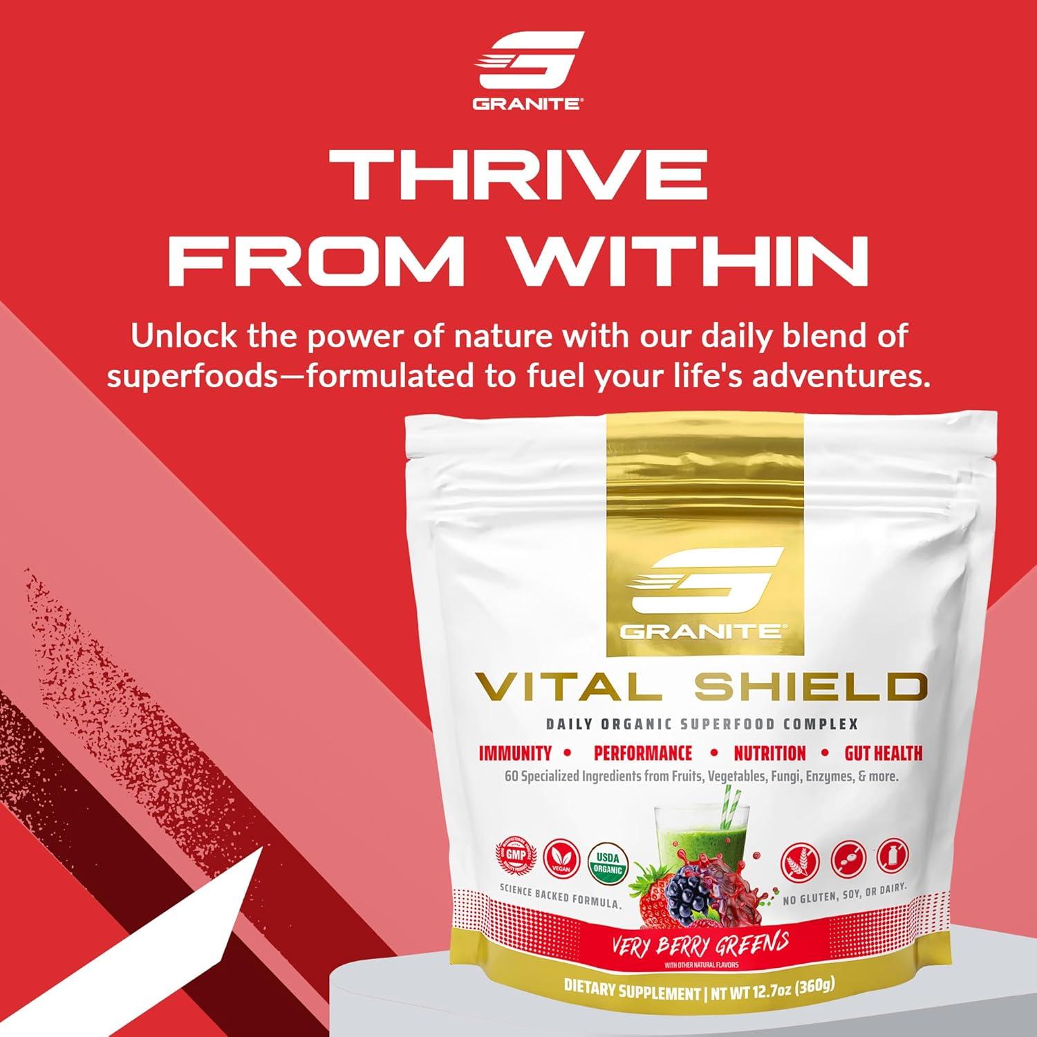 Granite Nutrition Vital Shield - Superalimento Verde Orgánico 30 Porciones