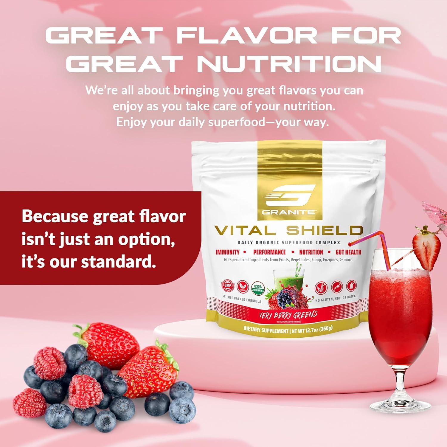 Granite Nutrition Vital Shield - Superalimento Verde Orgánico 30 Porciones