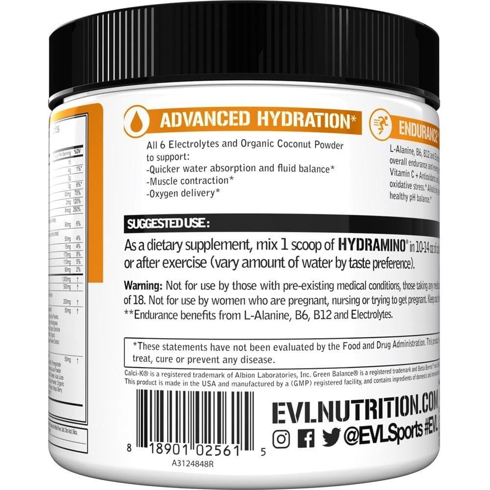 Evlution Nutrition Hydramino 30 Porciones Naranja Mango - Hidratación Completa