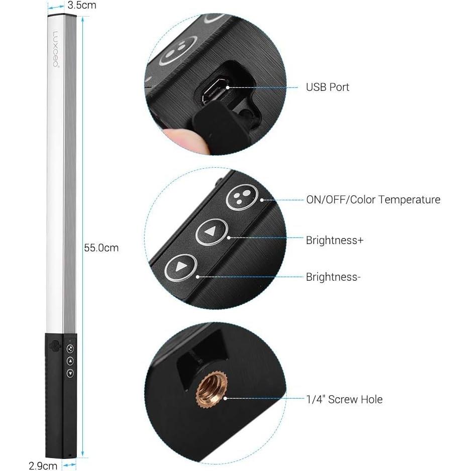 Luz LED Portátil RGB LUXCEO Q508A 1000 Lúmenes Control Remoto