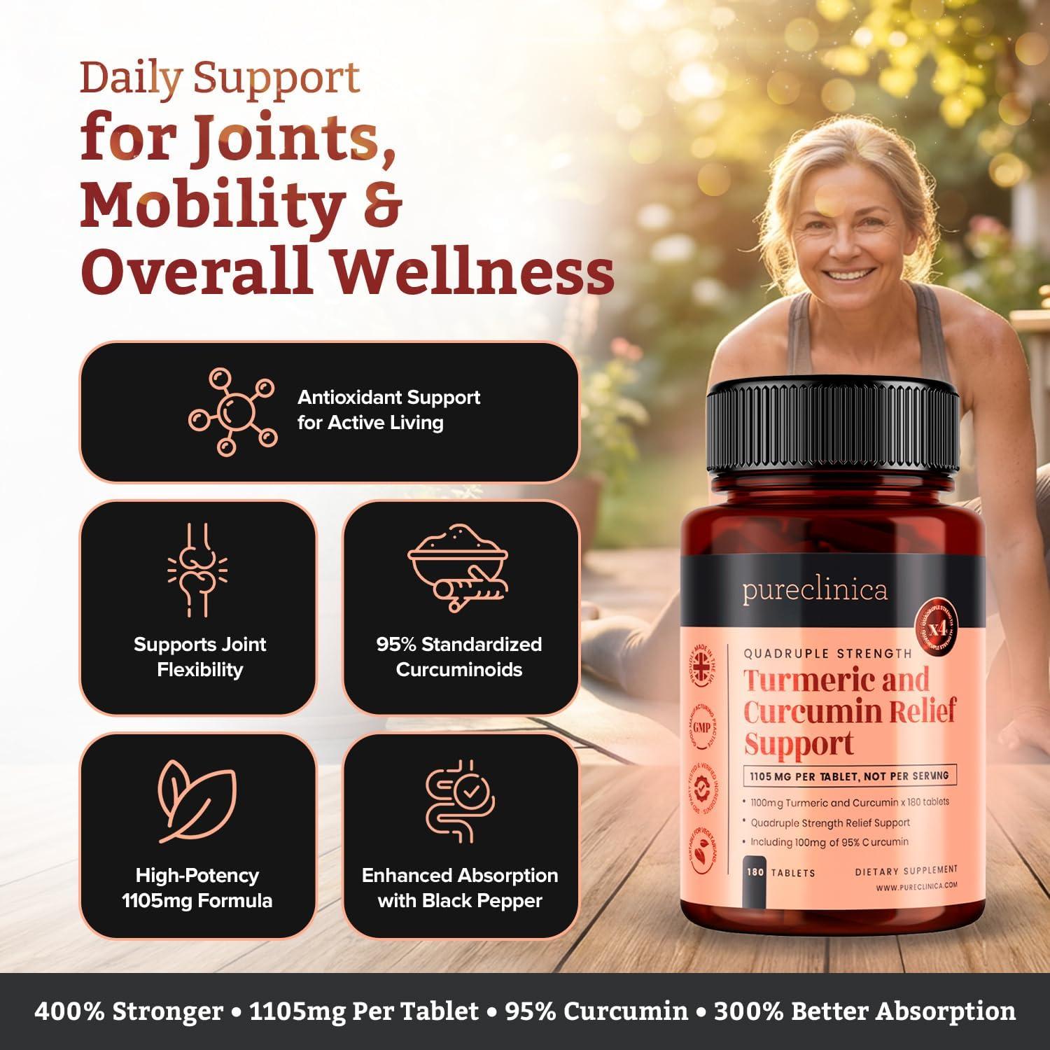 Cápsulas de Cúrcuma y Curcumina Pureclinica 1100mg x 180