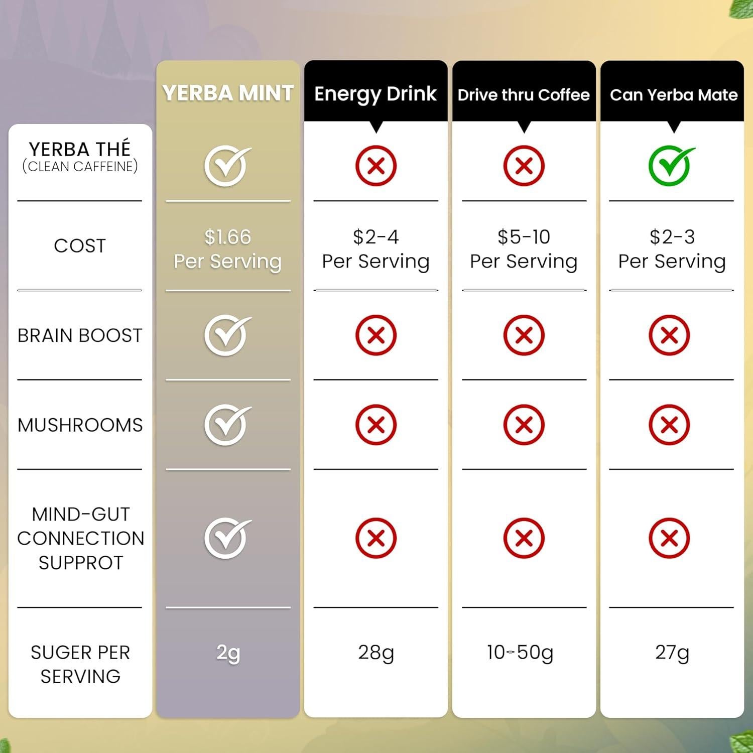 Yerba Mate Powder - Clean Energy & Focus - Organic Yerba Mate Tea 350g - Supports Gut Health with Probiotics & Prebiotics, Brain Fog Relief, Focus & Relaxation - Mint Flavor, 35 Servings