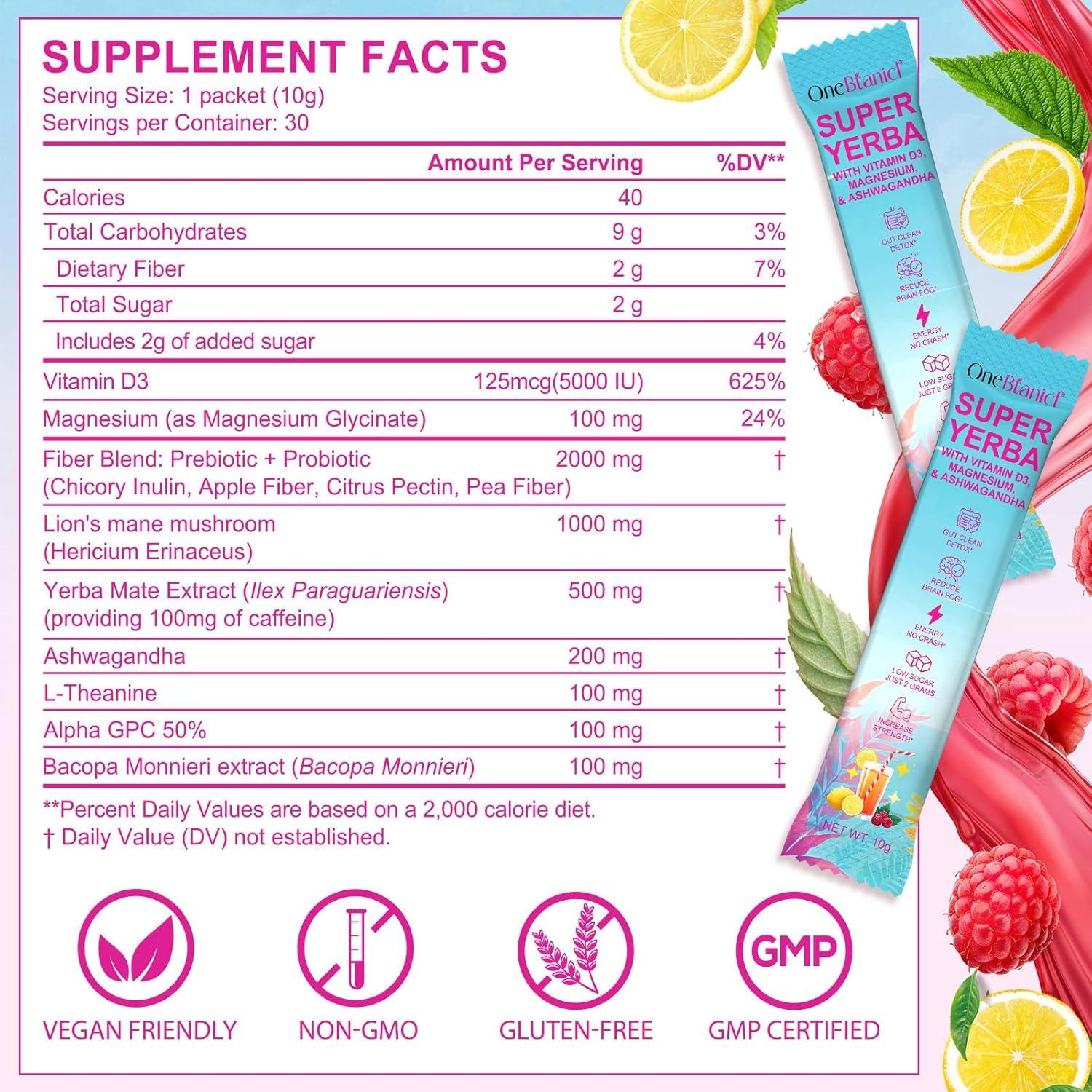 Yerba Mate Instantáneo en Polvo Super Yerba Mate 30 Porciones con Vitamina D3 y Magnesio