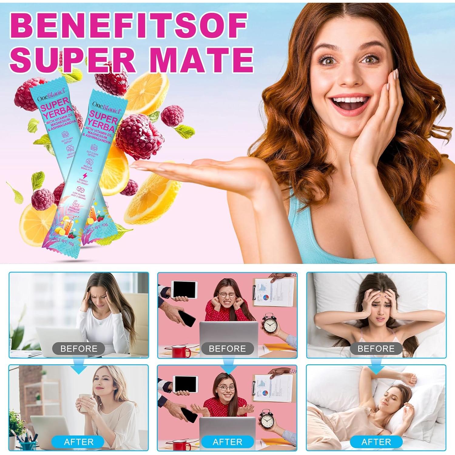 Yerba Mate Instantáneo en Polvo Super Yerba Mate 30 Porciones con Vitamina D3 y Magnesio