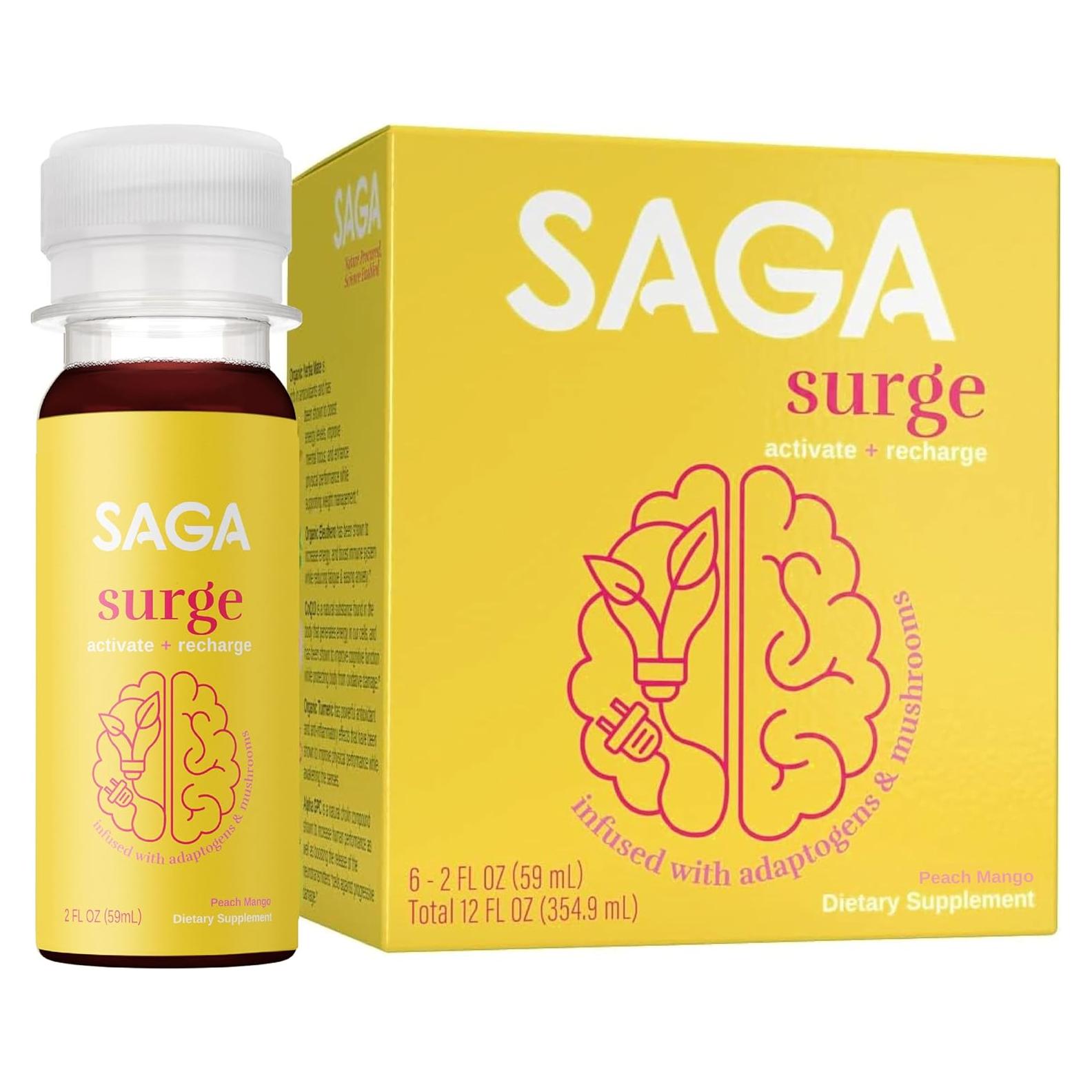 Bebida Energética SAGA Surge 59ml Durazno Mango - Suplemento Orgánico