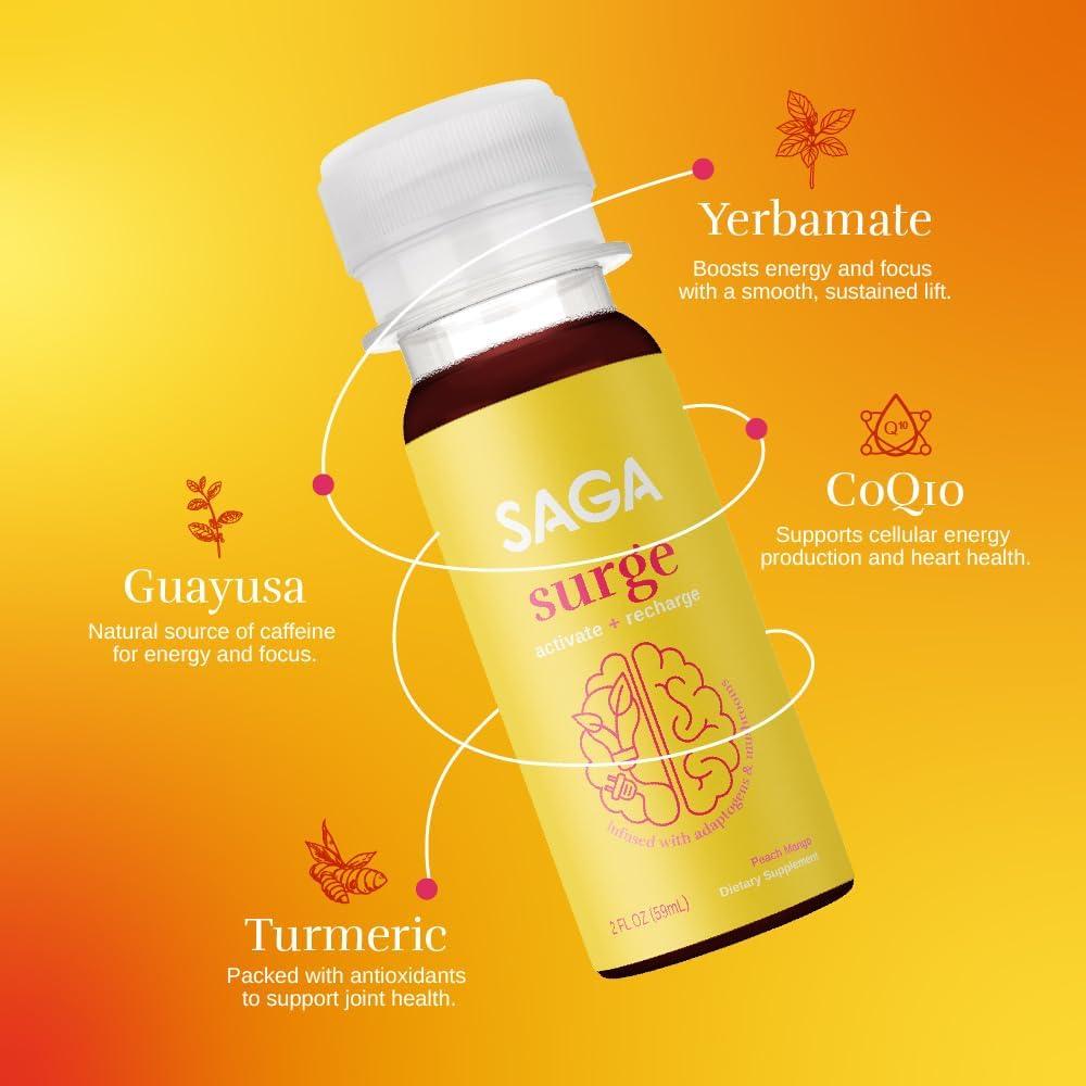 Bebida Energética SAGA Surge 59ml Durazno Mango - Suplemento Orgánico