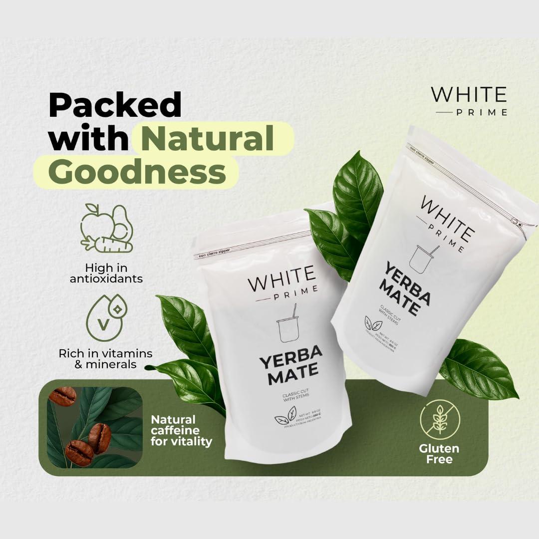 Yerba Mate Clásica con Palos WHITE Prime 250g - 100% Natural