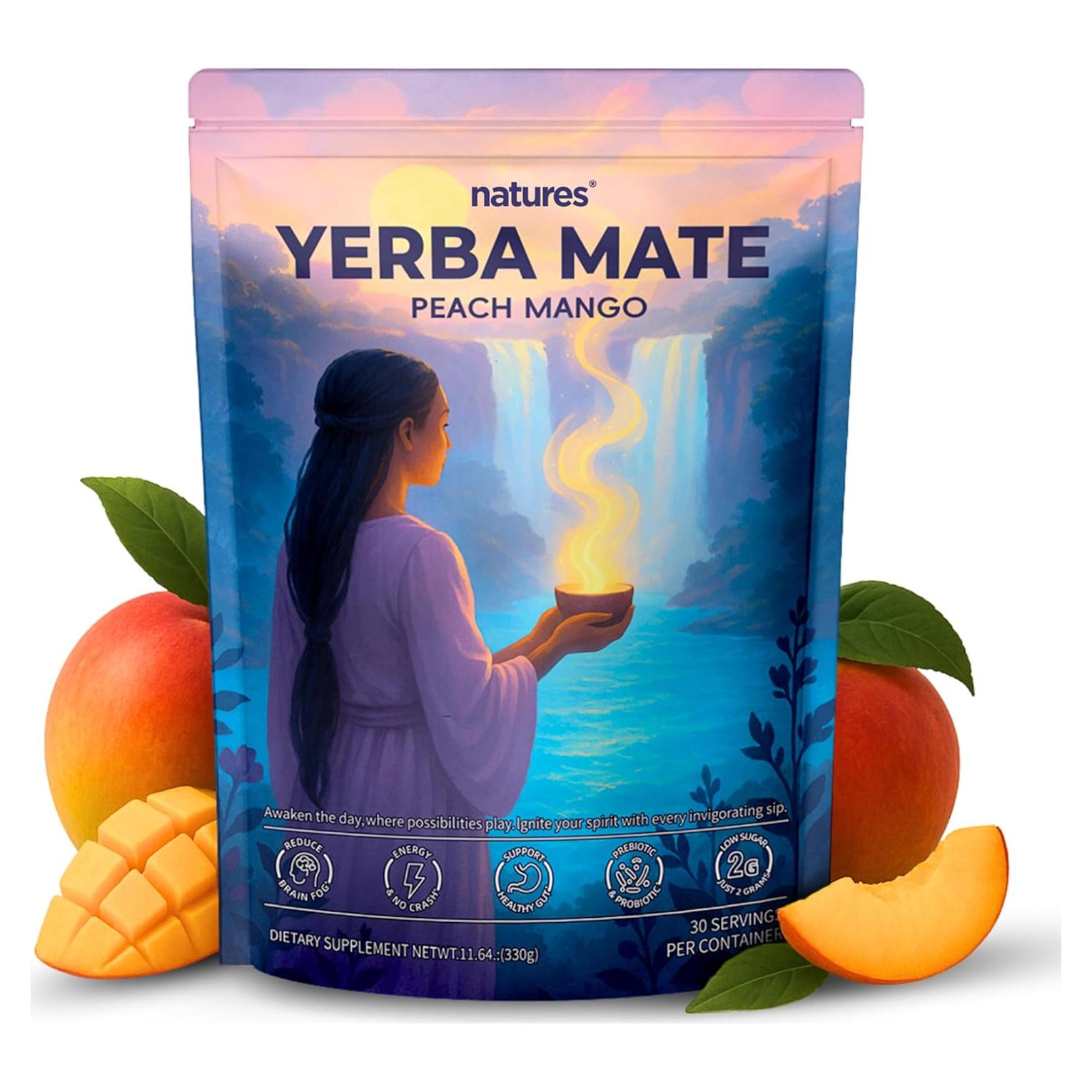 Zempic Yerba Mate Polvo Instantáneo Durazno Mango 30 Porciones