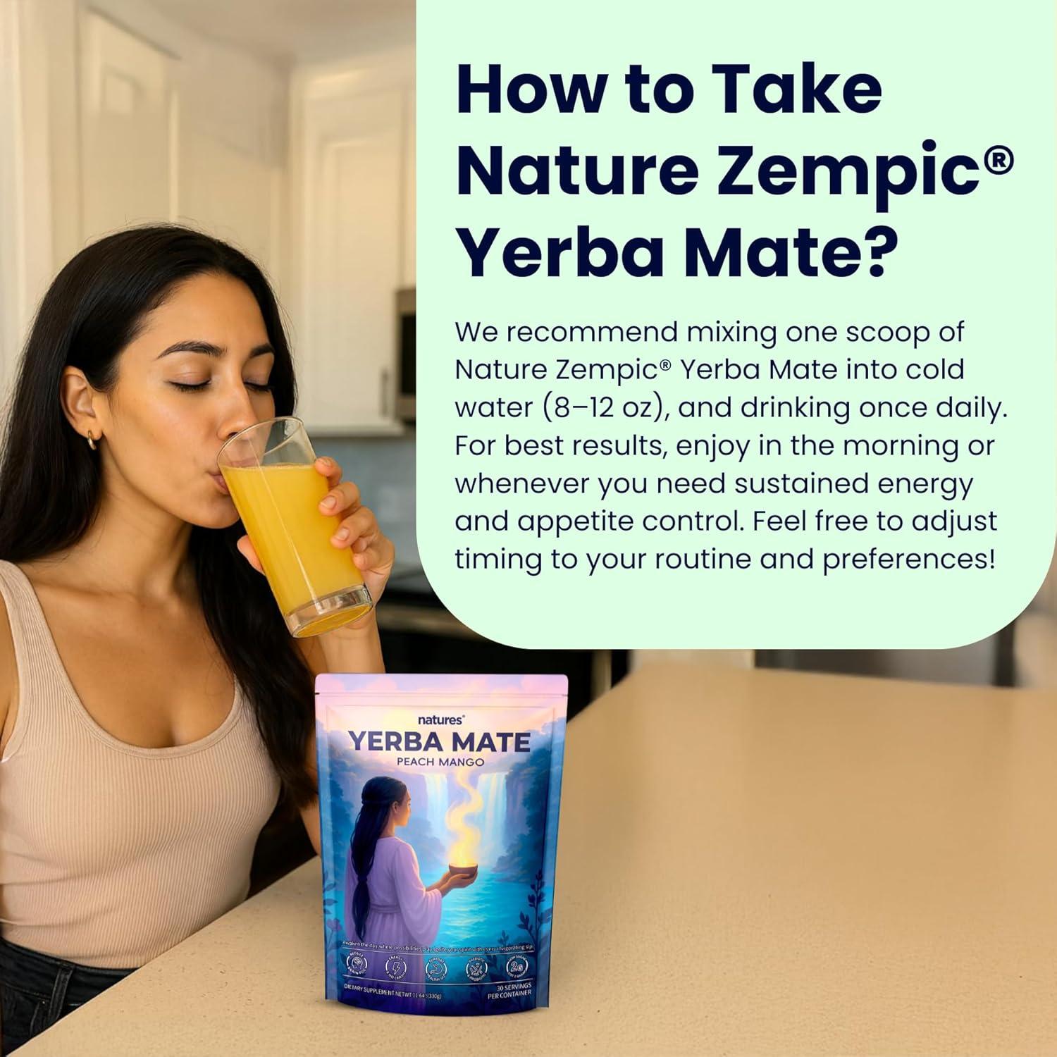 Zempic Yerba Mate Polvo Instantáneo Durazno Mango 30 Porciones