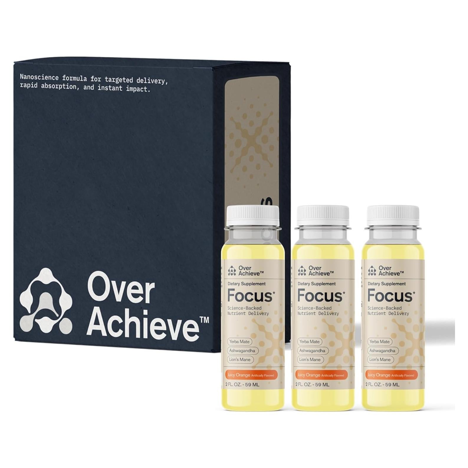 Bebida Nootrópica Focus Overachieve - Yerba Mate y Ashwagandha - 3x60ml