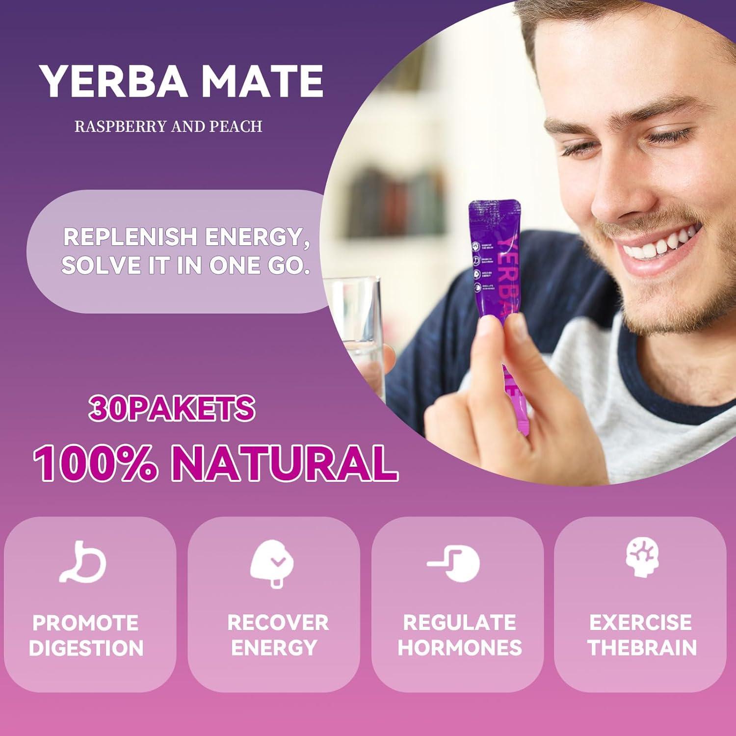 Yerba Mate Instantáneo ZHHOIN JIAKE Sabor Frambuesa Durazno 30 Bolsitas