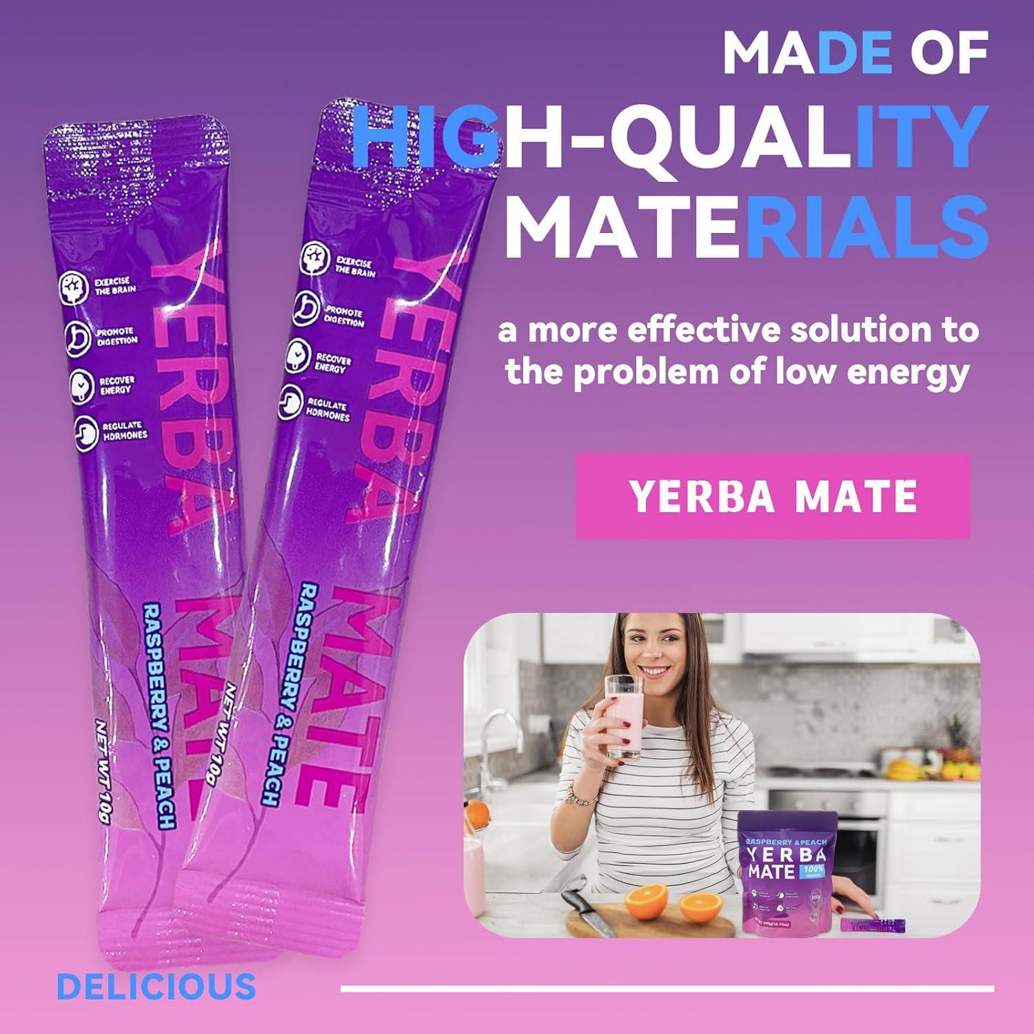 Yerba Mate Instantáneo ZHHOIN JIAKE Sabor Frambuesa Durazno 30 Bolsitas