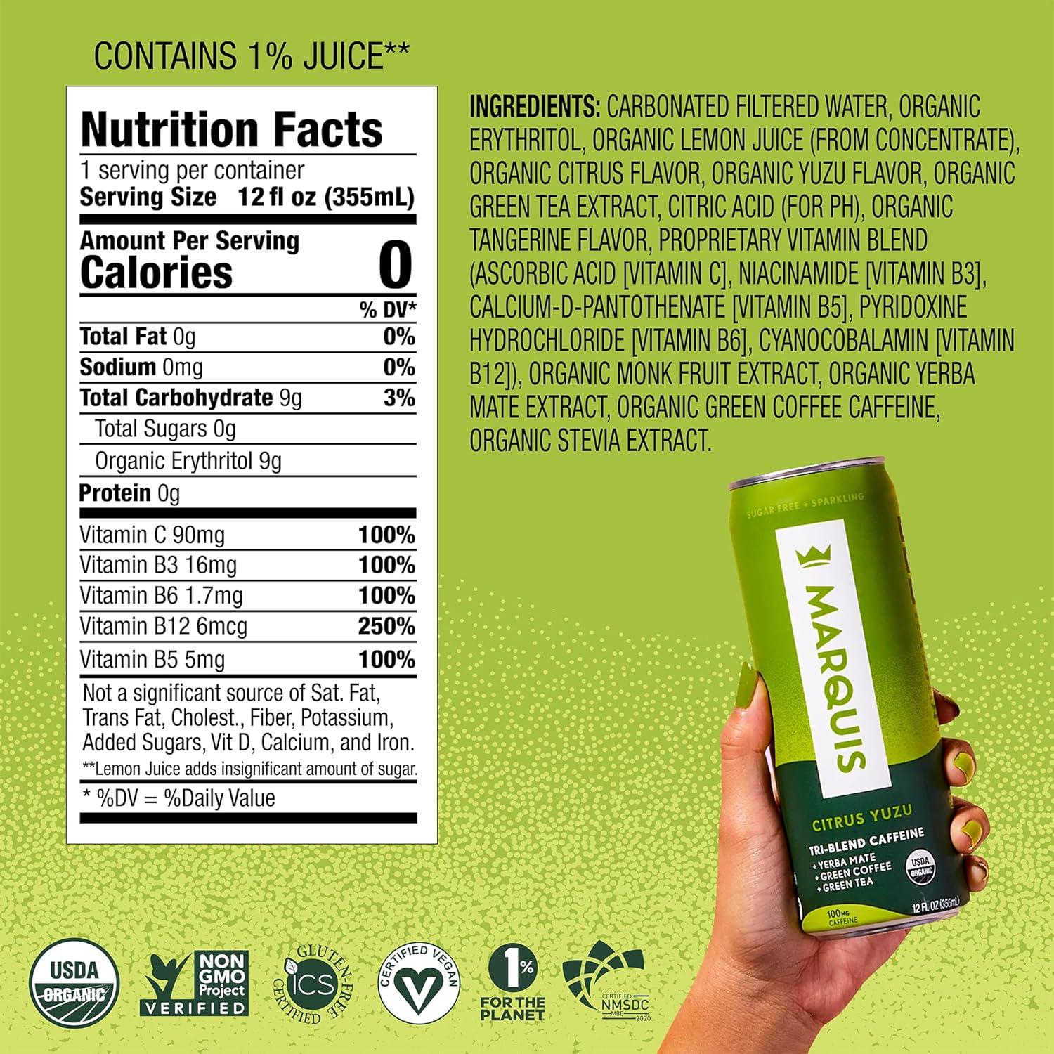 Bebida Energética Natural Marquis Cítricos Yuzu 12 Latas 355ml