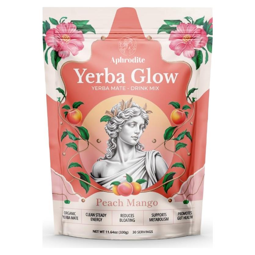 Yerba Glow APHRODITE Bebida Energética en Polvo Durazno Mango 30 Porciones