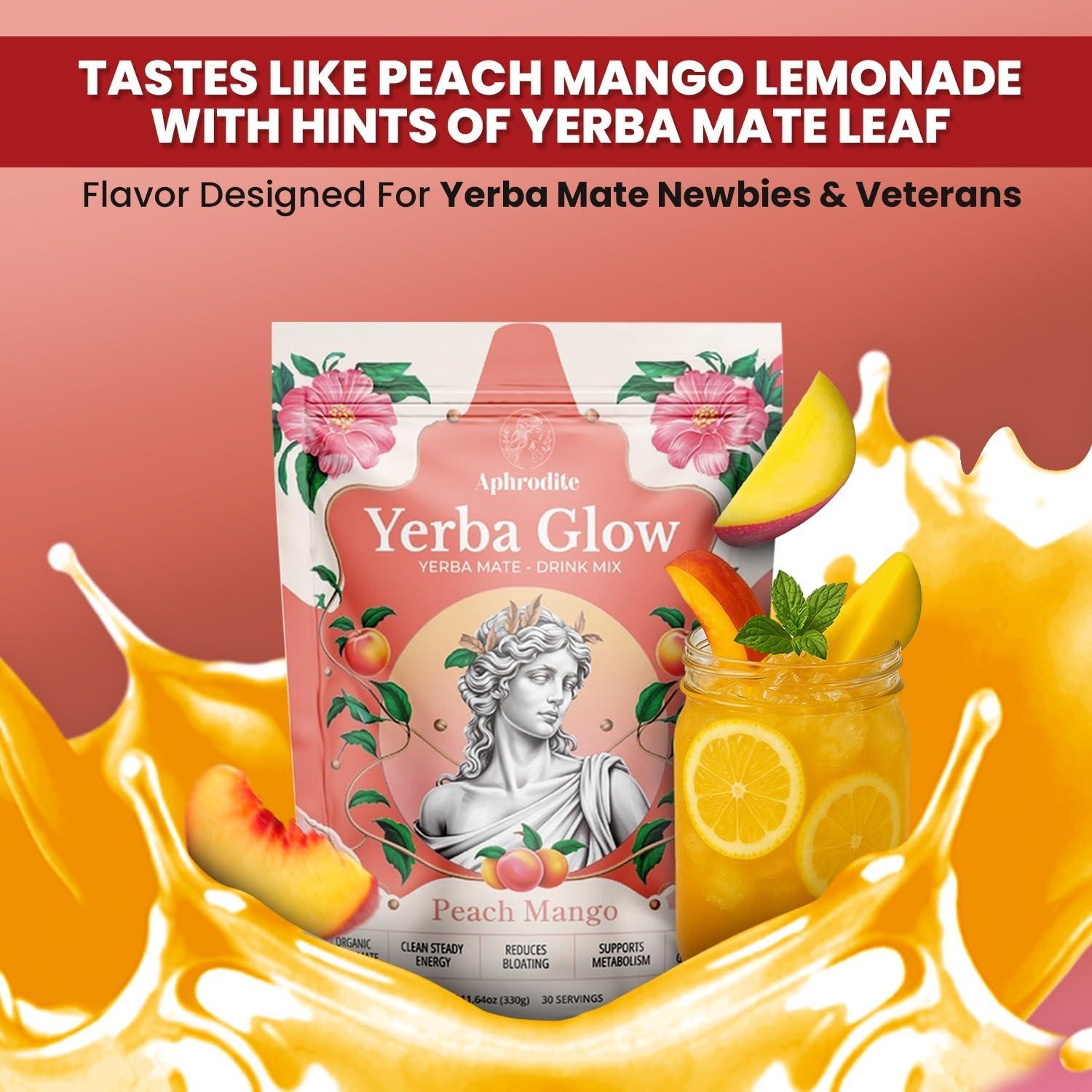 Yerba Glow APHRODITE Bebida Energética en Polvo Durazno Mango 30 Porciones