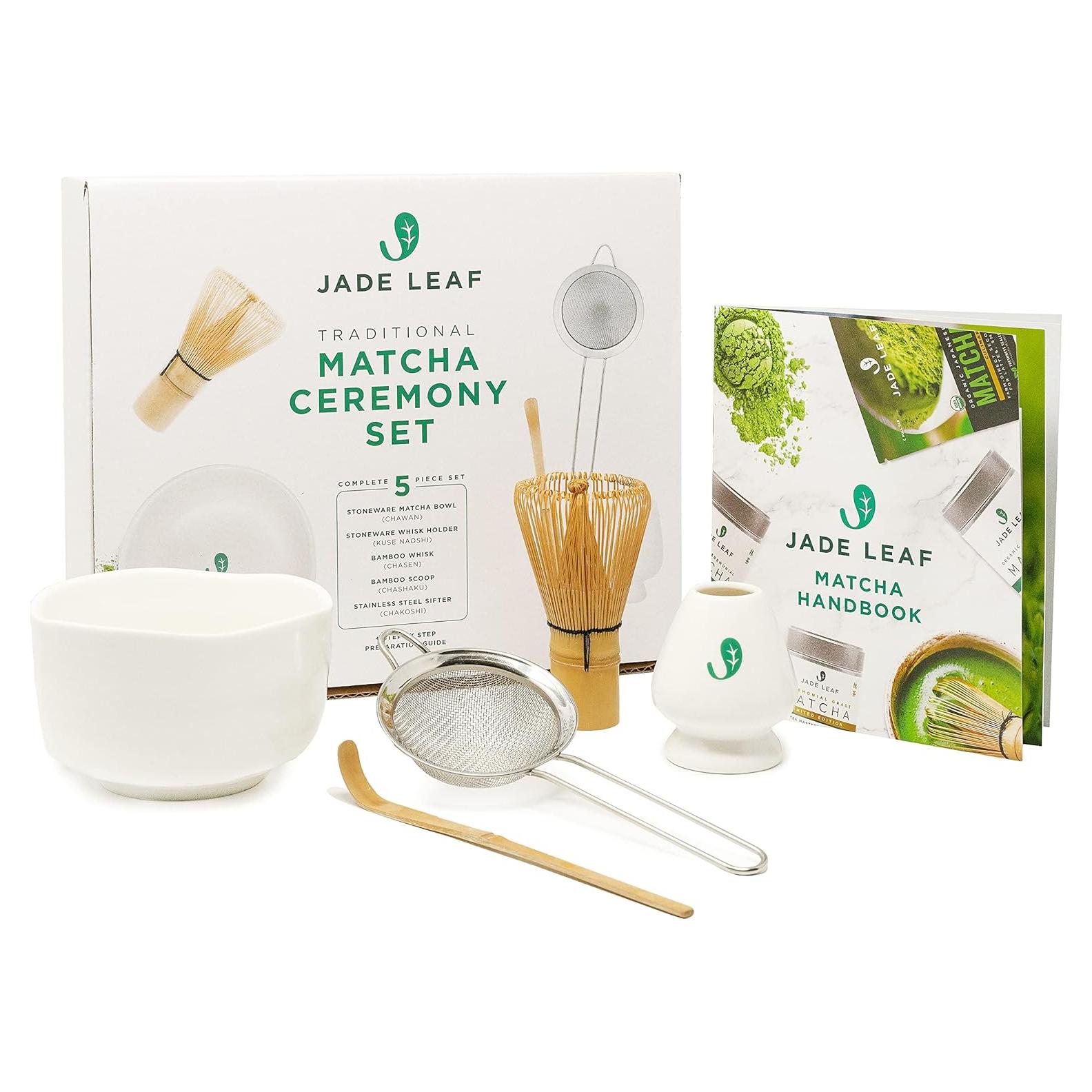 Juego Ceremonial de Matcha Jade Leaf - Incluye Batidor, Tazón y Más