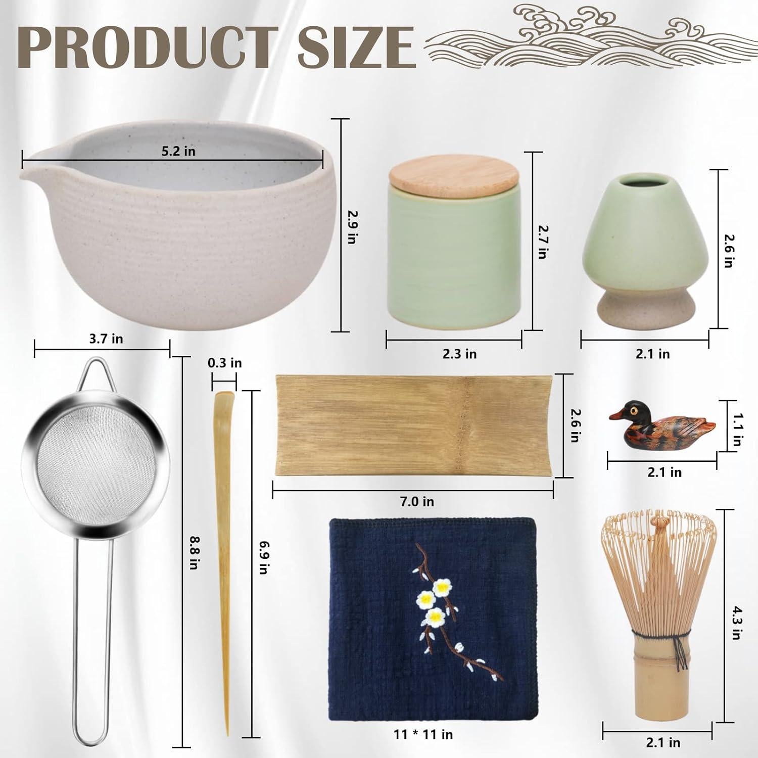 Juego de Té Matcha Artcome 9 Piezas con Tazón y Batidor