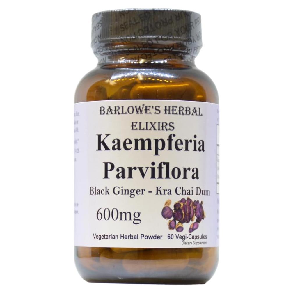 Suplemento de Jengibre Negro Barlowe's Herbal 600mg 60 Cápsulas Veganas