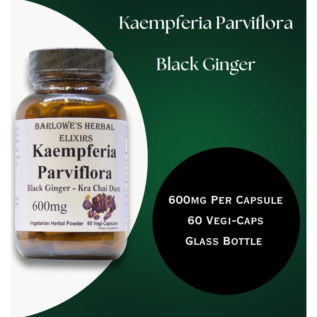 Suplemento de Jengibre Negro Barlowe's Herbal 600mg 60 Cápsulas Veganas