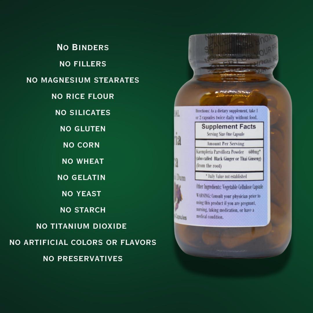 Suplemento de Jengibre Negro Barlowe's Herbal 600mg 60 Cápsulas Veganas