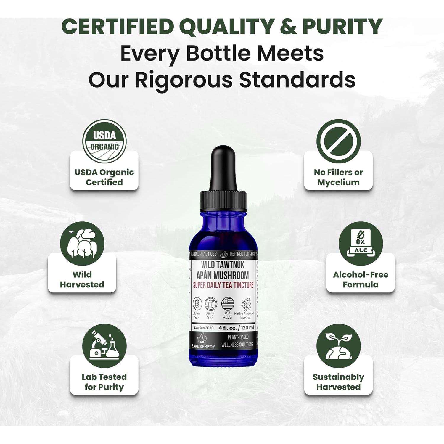 Tintura de Té de Hongos Apán Silvestres Bare Remedy 120ml