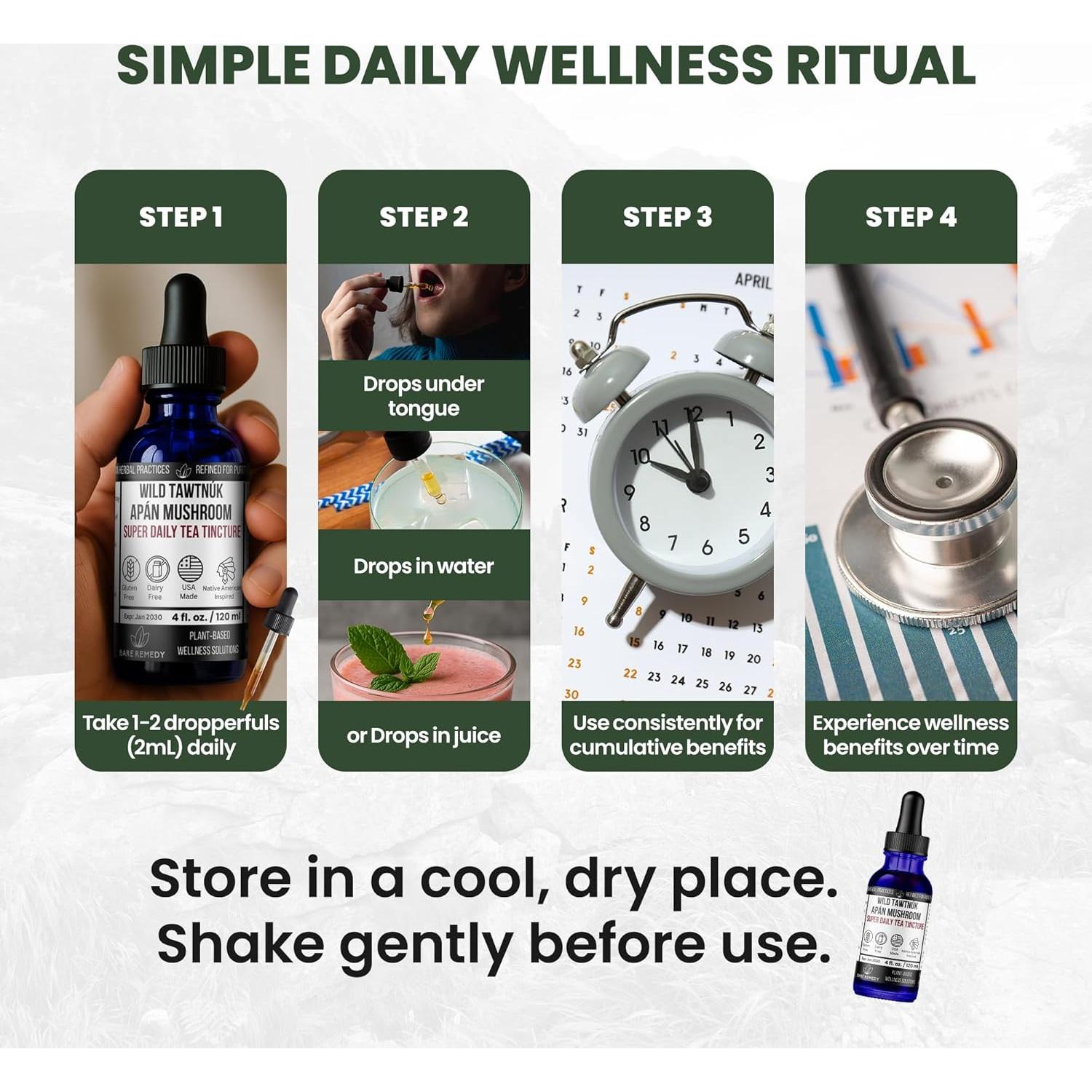 Tintura de Té de Hongos Apán Silvestres Bare Remedy 120ml