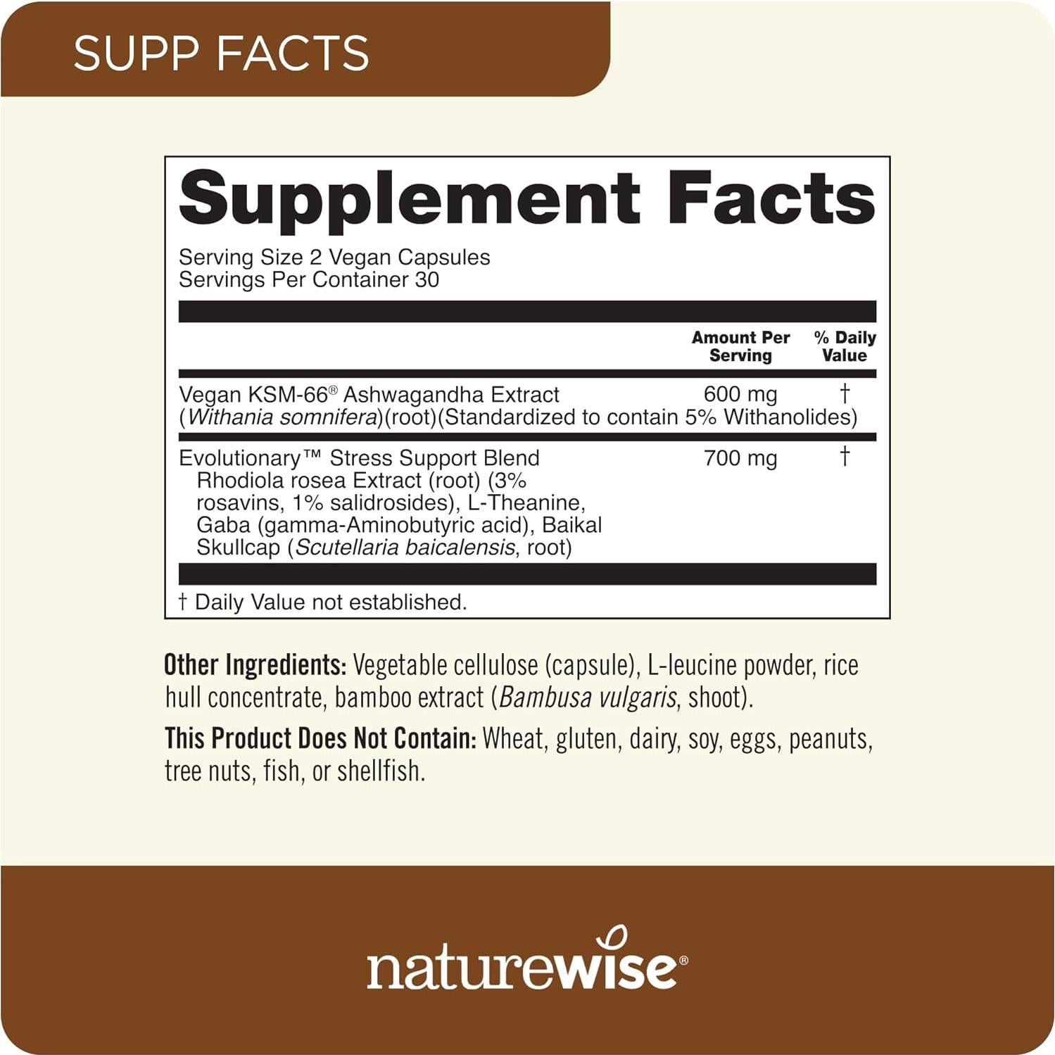 NatureWise Extracto de Té Verde 1000 mg y Ashwagandha 60 Cápsulas